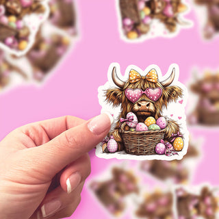 Easter Highland Cow Sticker