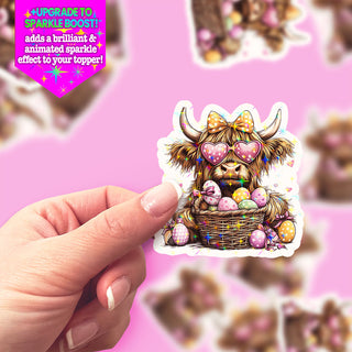 Easter Highland Cow Sticker