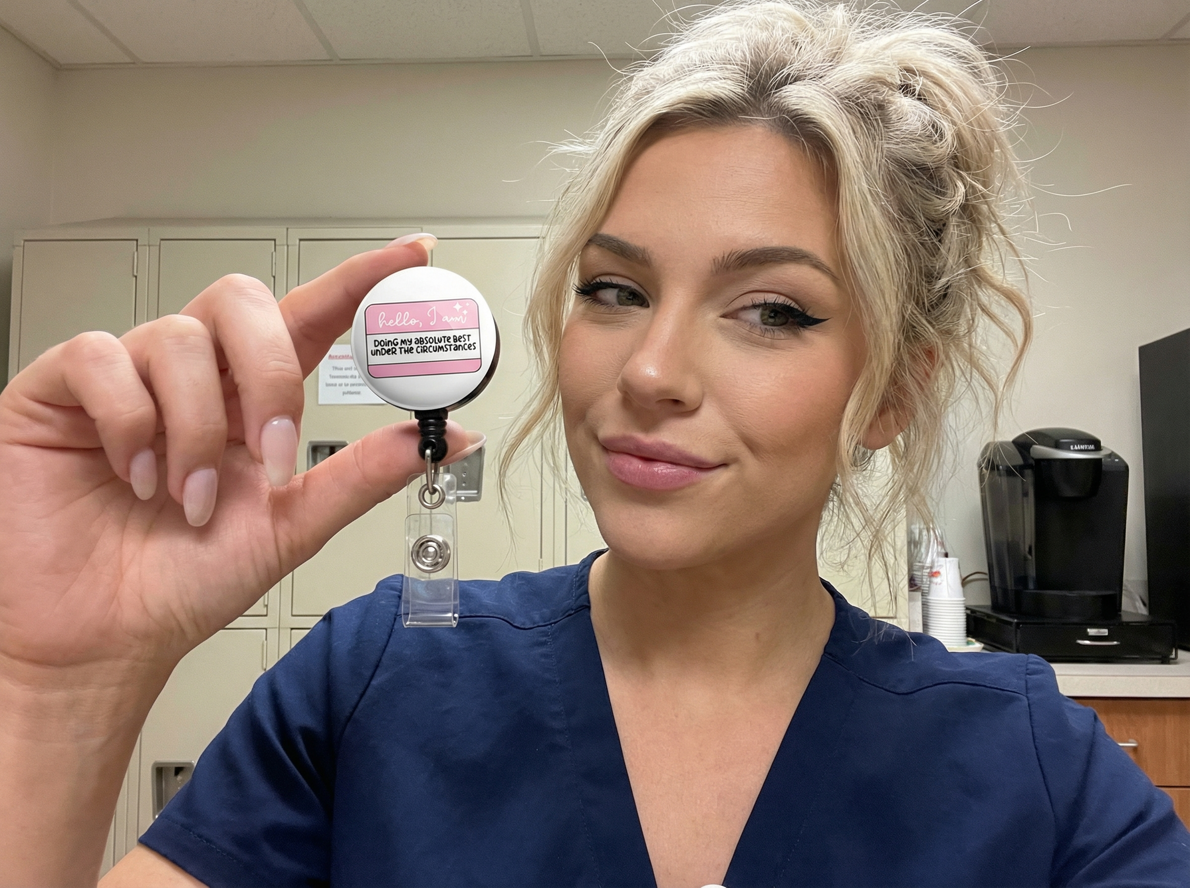 Doing My Best Hello Sticker Swapfinity Retractable ID Badge Reel - - Topperswap
