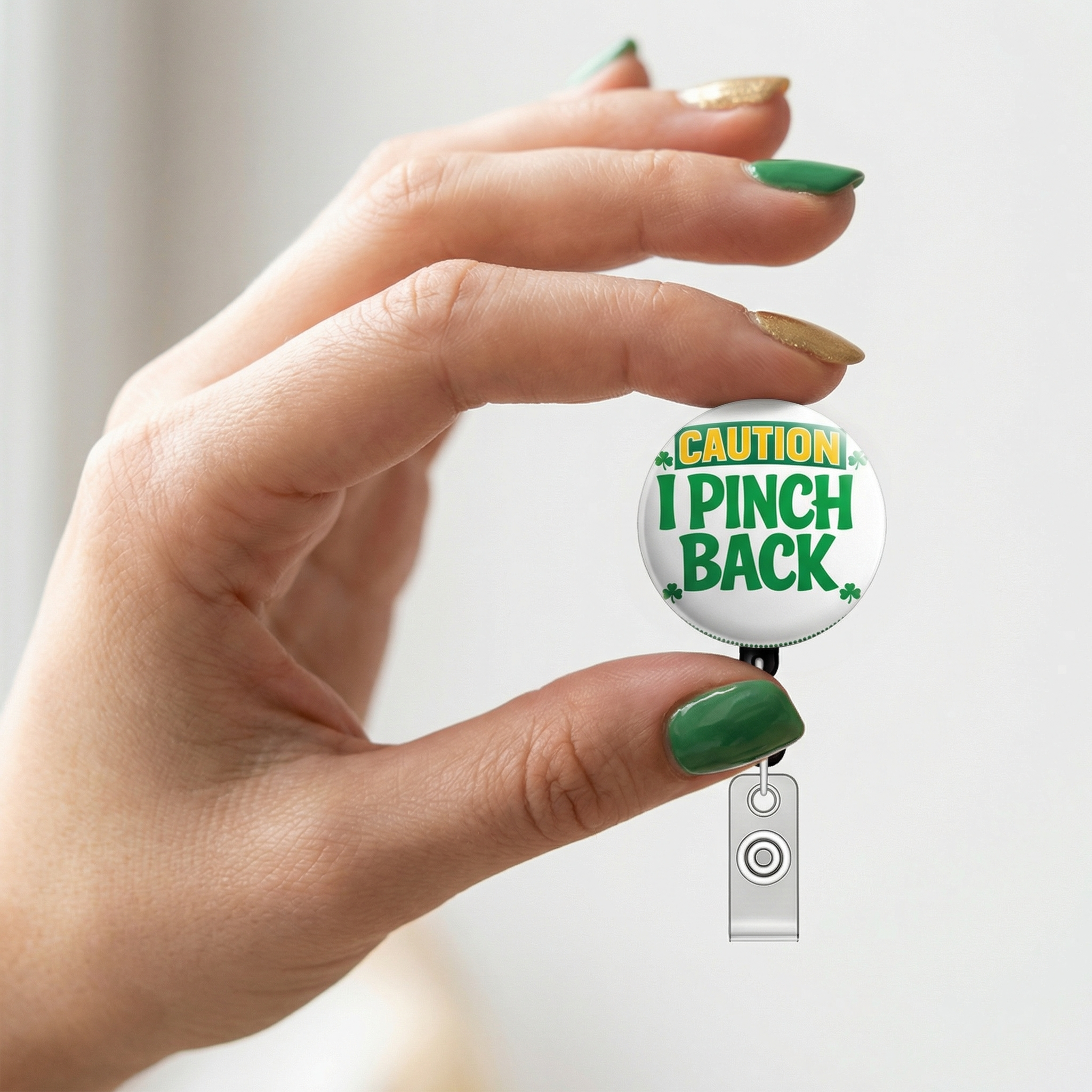 Caution I Pinch Back Swapfinity Retractable ID Badge Reel - - Topperswap