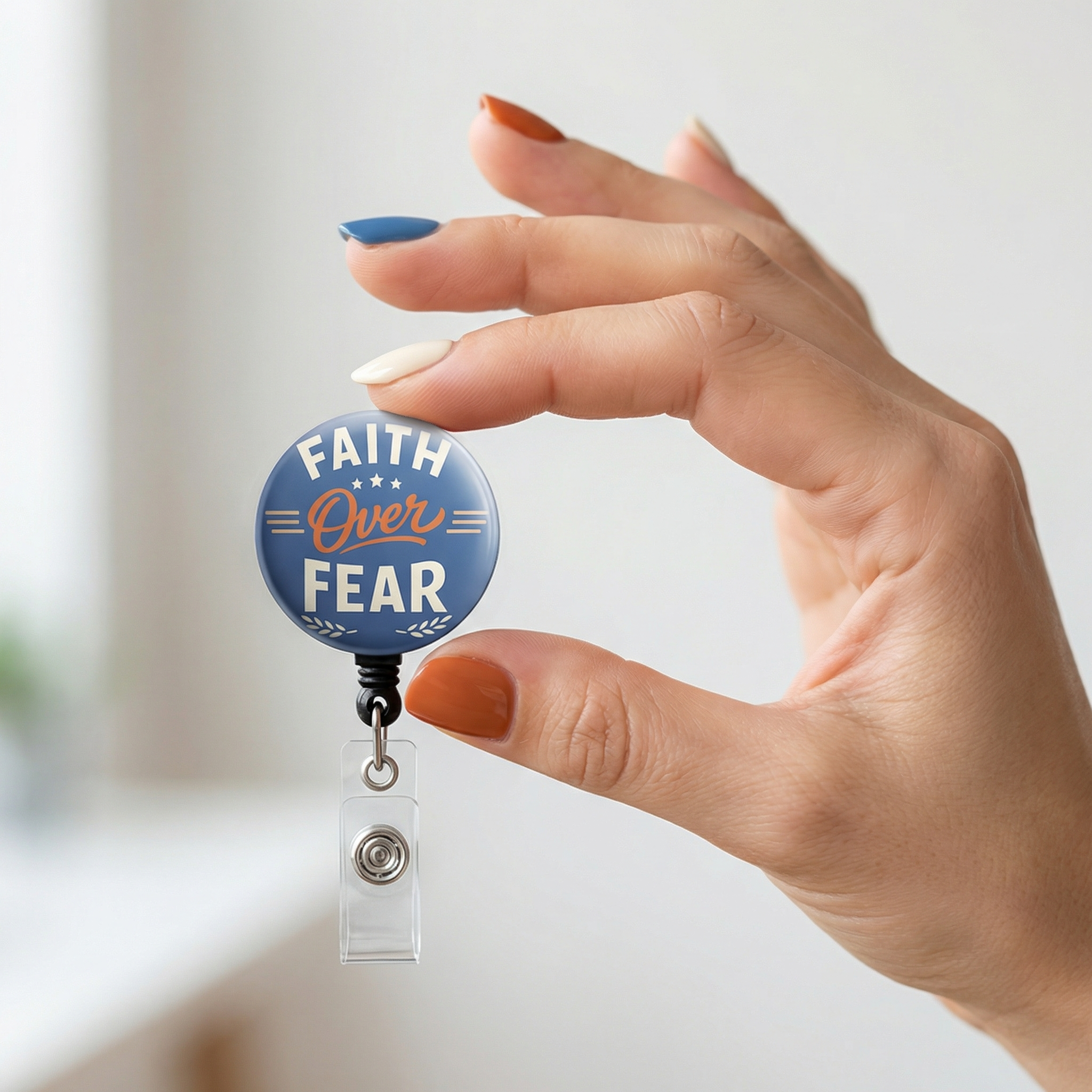 Faith Over Fear Swapfinity Retractable ID Badge Reel - - Topperswap