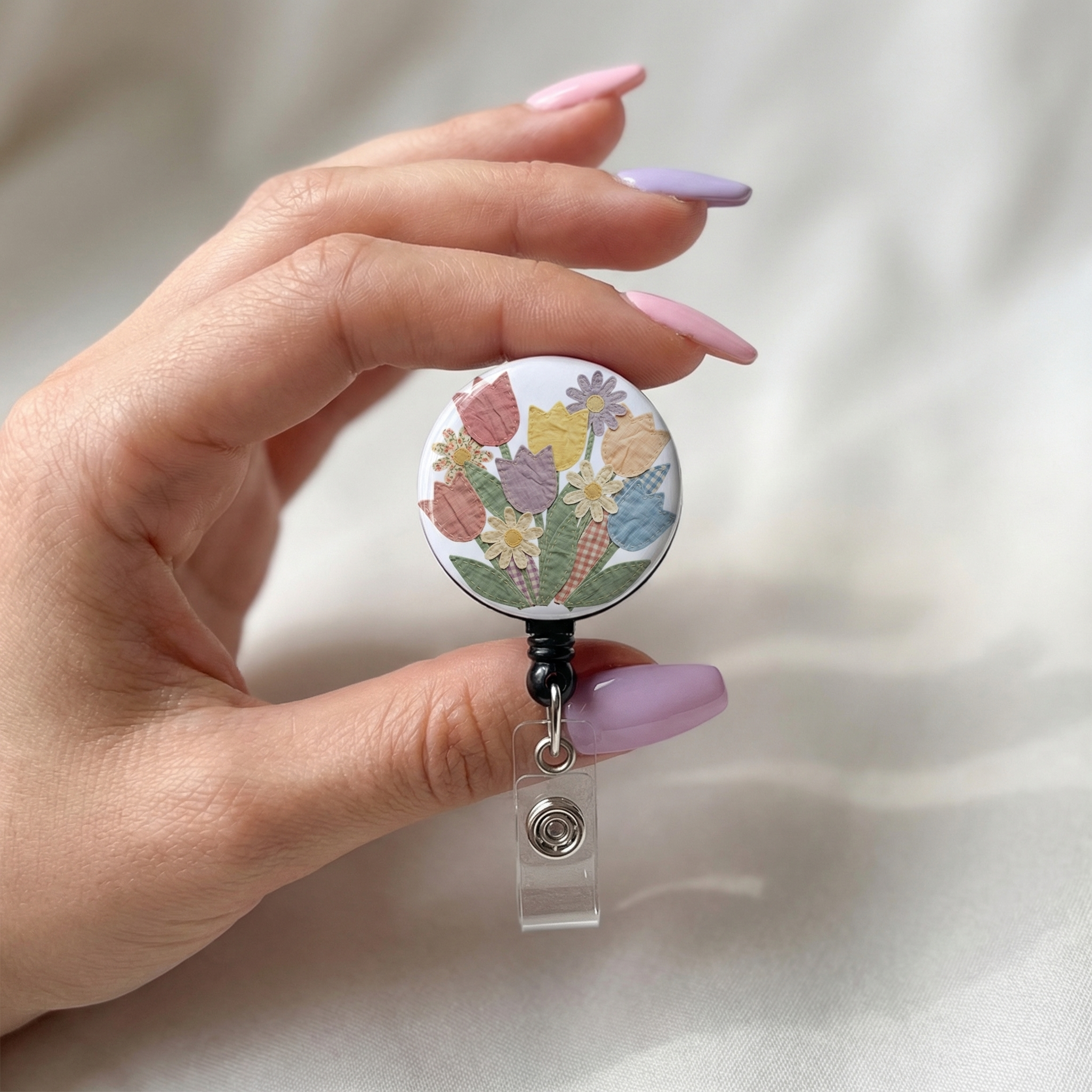 Floral Daydream Queen Pop Topper Swapfinity Retractable ID Badge Reel - - Topperswap