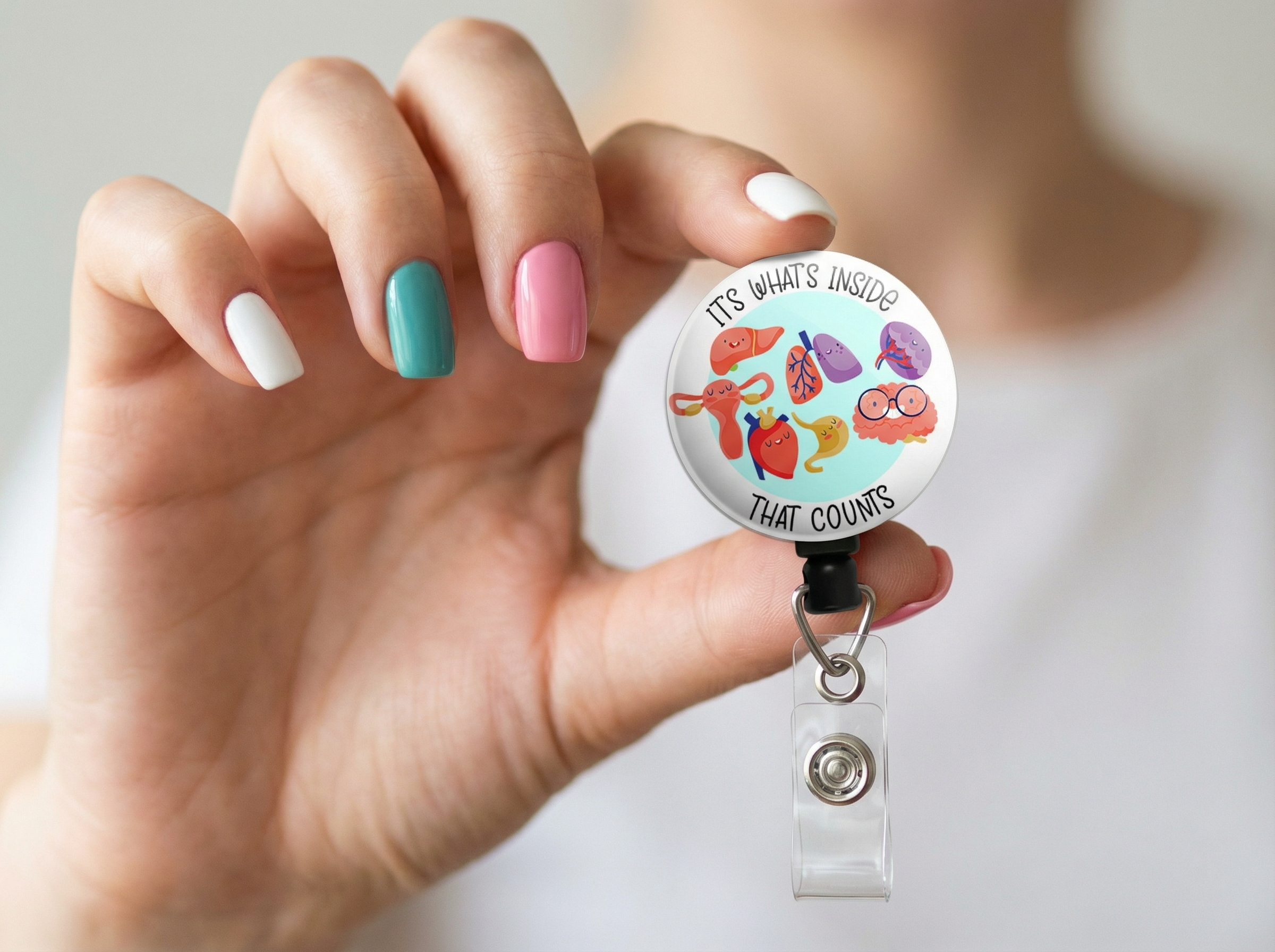 What's Inside That Counts Organs Swapfinity Retractable ID Badge Reel - - Topperswap