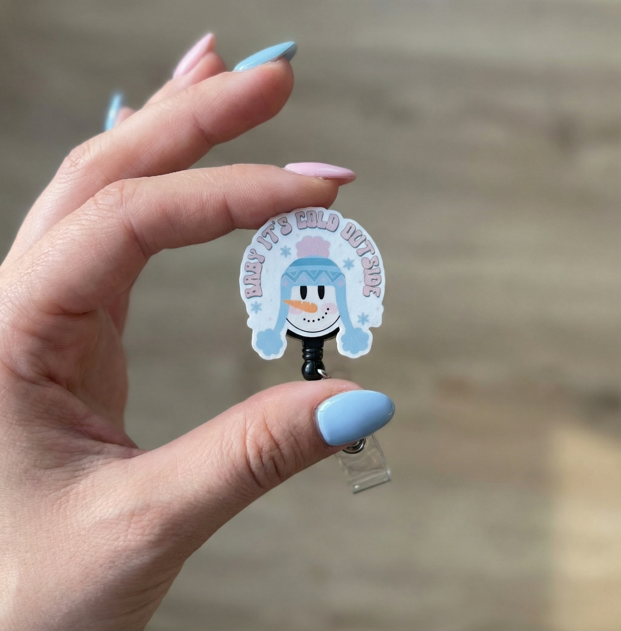Frosty Fun Pop Topper Swapfinity Retractable ID Badge Reel - - Topperswap
