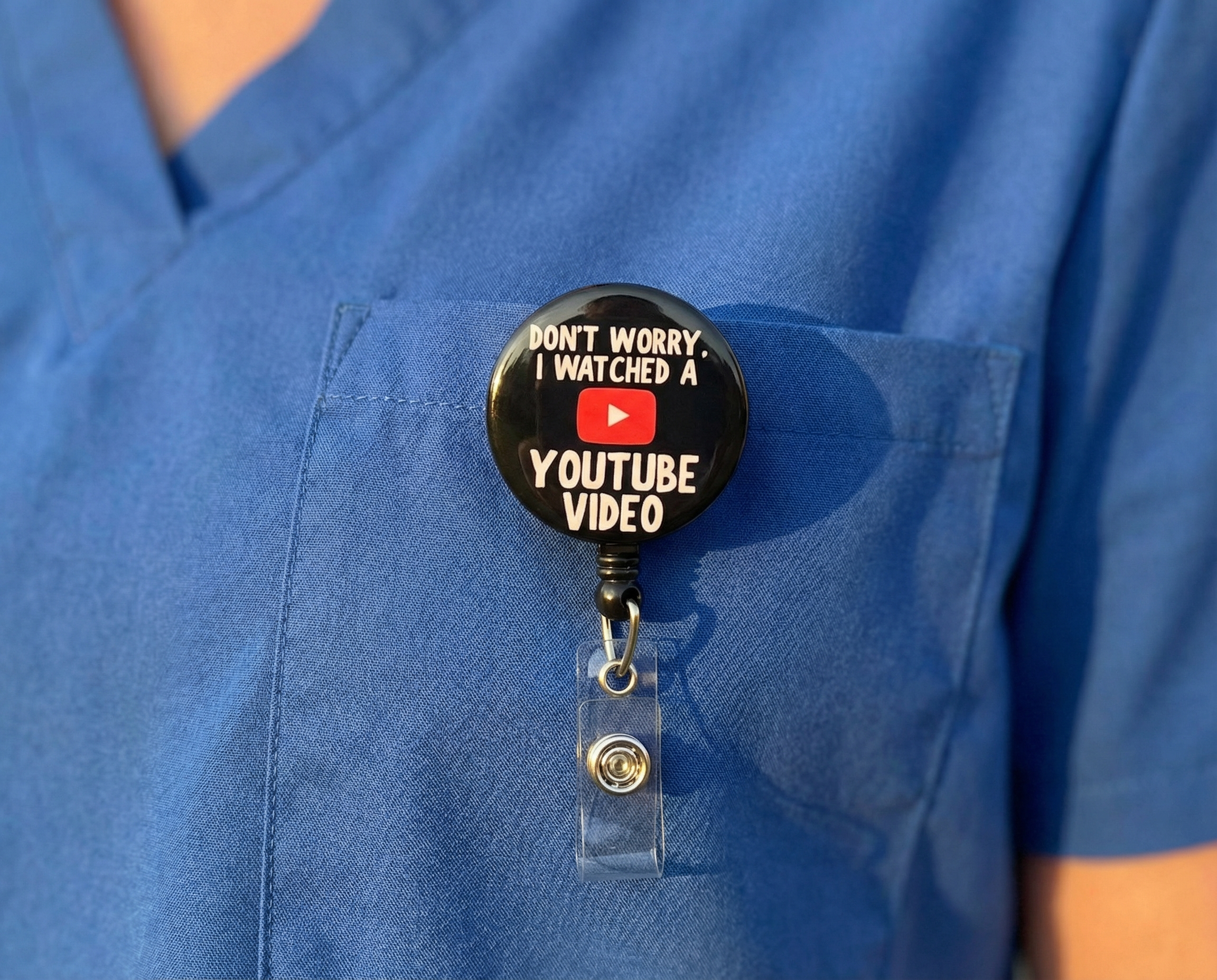 Youtube Video Retractable ID Badge Reel • Funny Nurse Gift, RN, Physician, Doctor, Funny Surgeon Gift, Nurse Anesthetist • Swapfinity - - Topperswap