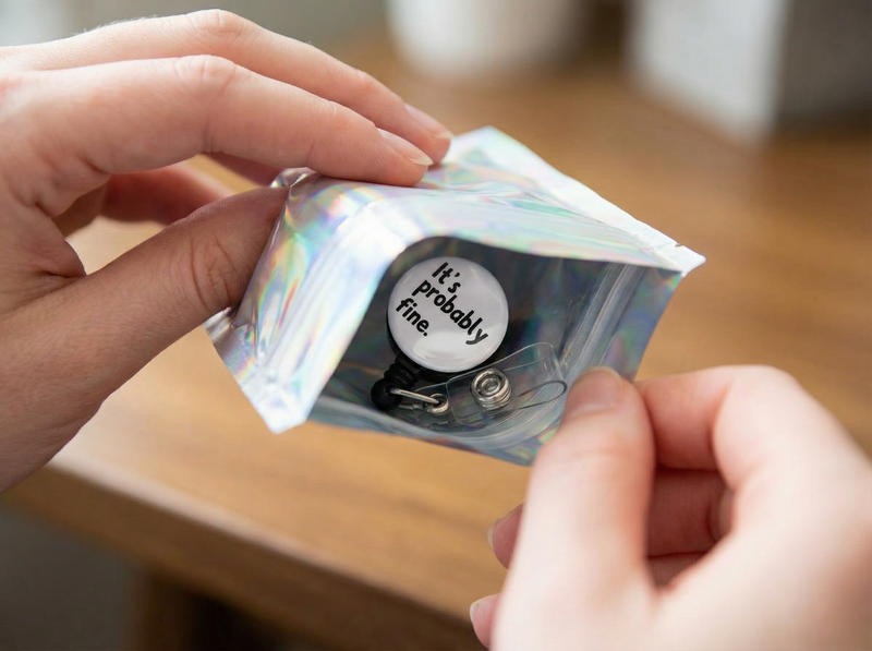 It's Probably Fine Retractable ID Badge Reel • Funny Nurse Badge Holder • Swapfinity - unboxing