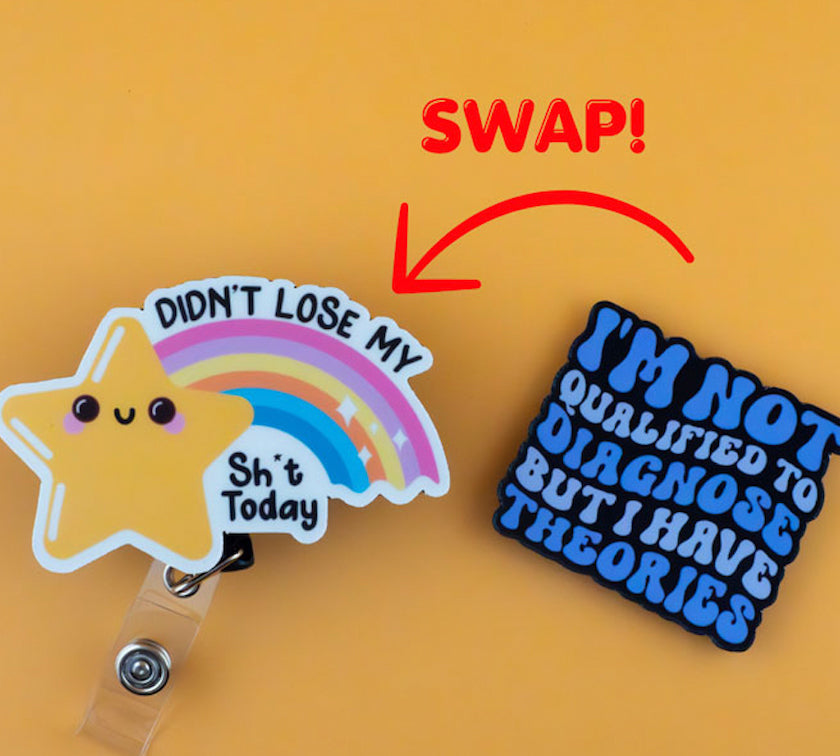 I'm Not Qualified to Diagnose Pop Topper Swapfinity Retractable ID Badge Reel -  - Topperswap