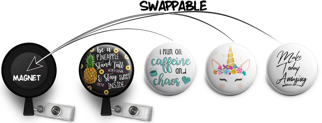 Believe in your Ability, Fun Trendy Button Art Style ~ Retractable ID Badge  Reel