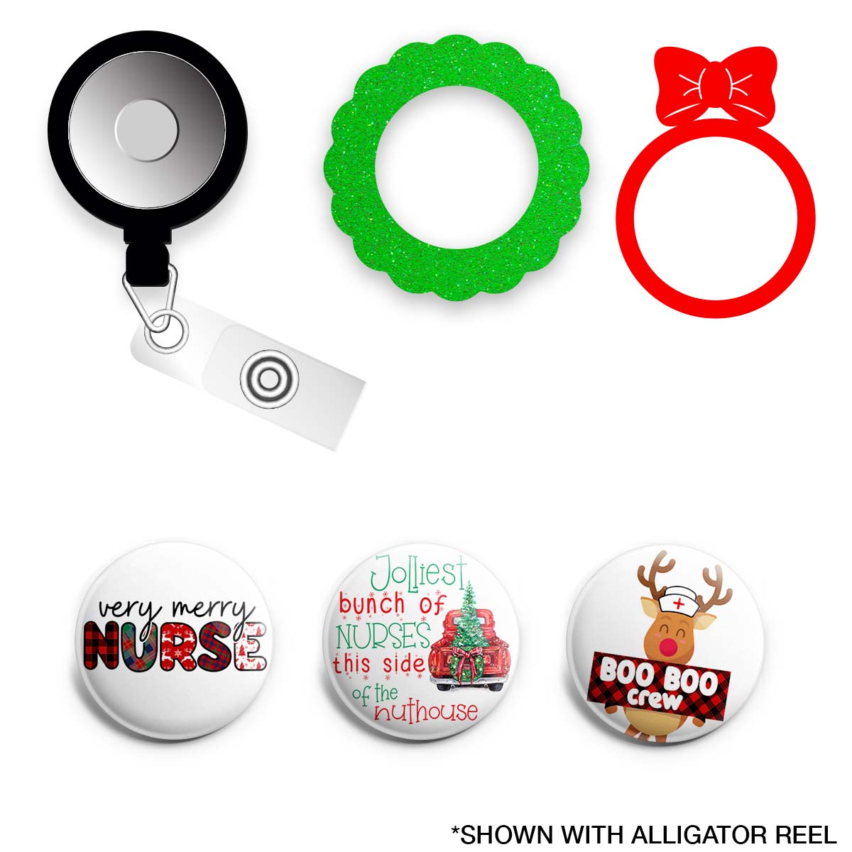 Christmas Wreath Nurse Bundle (Save 15%) • Christmas Retractable ID Badge Reel • Swapfinity -  - Topperswap