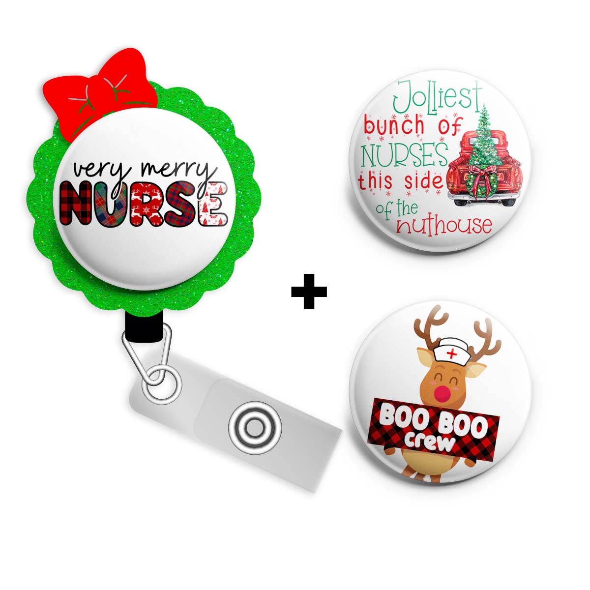 Christmas Wreath Nurse Bundle (Save 15%) • Christmas Retractable ID Badge Reel • Swapfinity -  - Topperswap