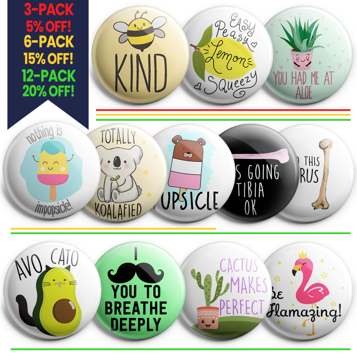 Punny Puns Topper 12-Pack (Save 20%) - Classic Finish - Topperswap