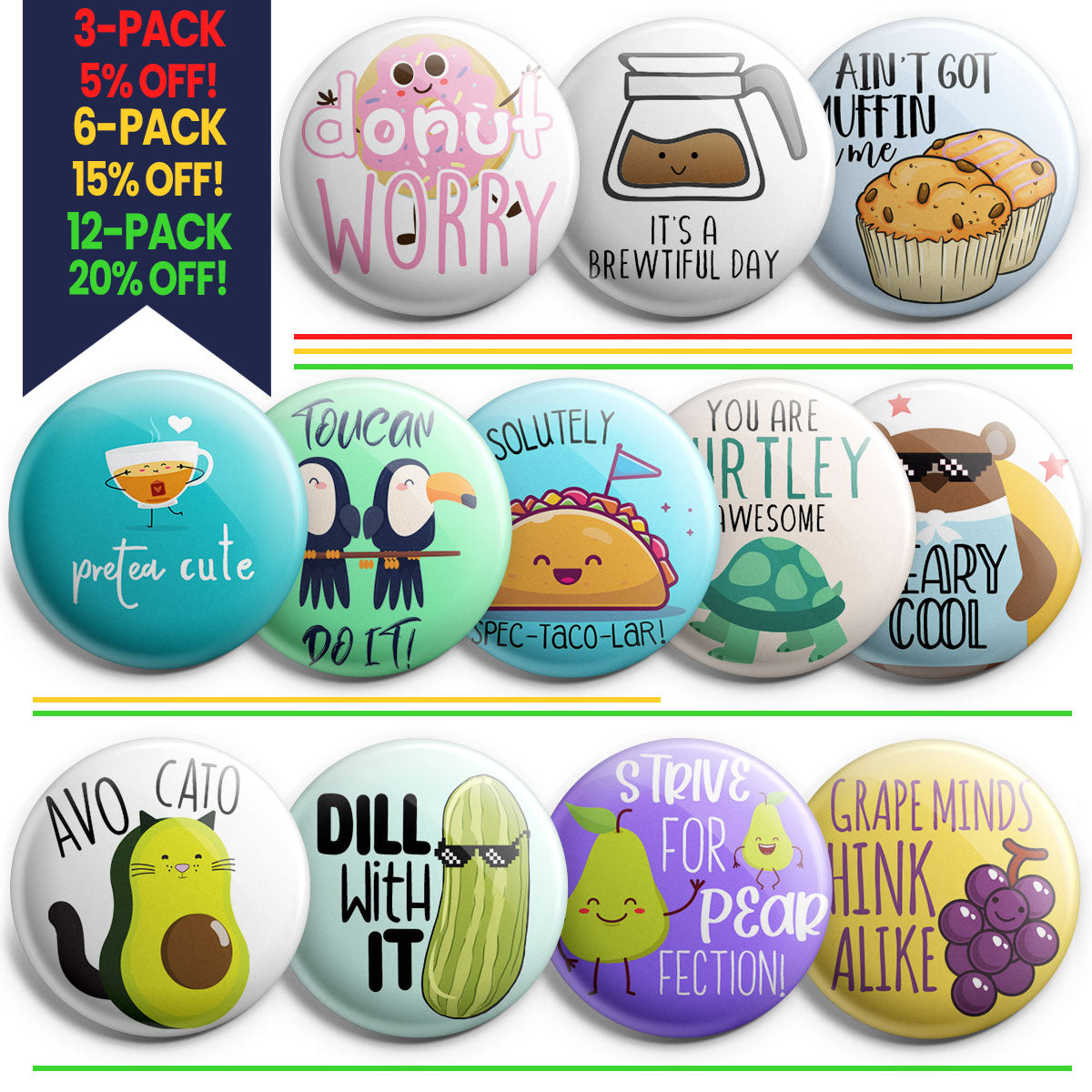 Pear-fect Puns Topper 12-Pack (Save 20%) - Classic Finish - Topperswap