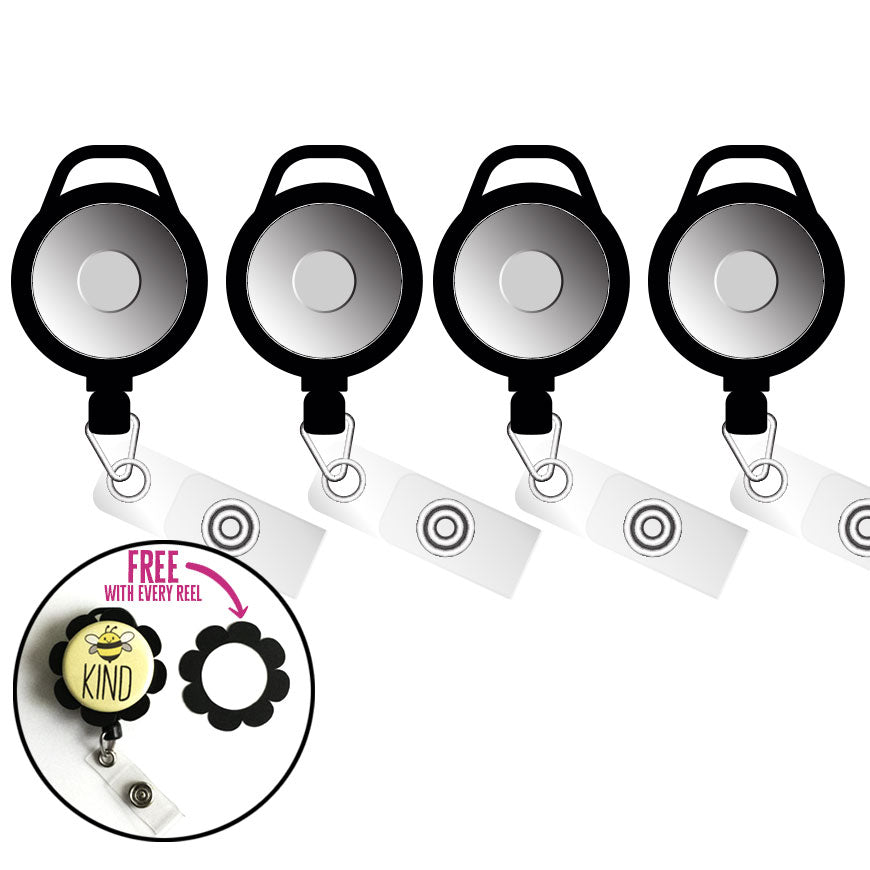 Swapfinity Badge Reels Bundle 4-Pack (Save 10%) - Slide/Lanyard Clip / Black 4-Pack - Topperswap