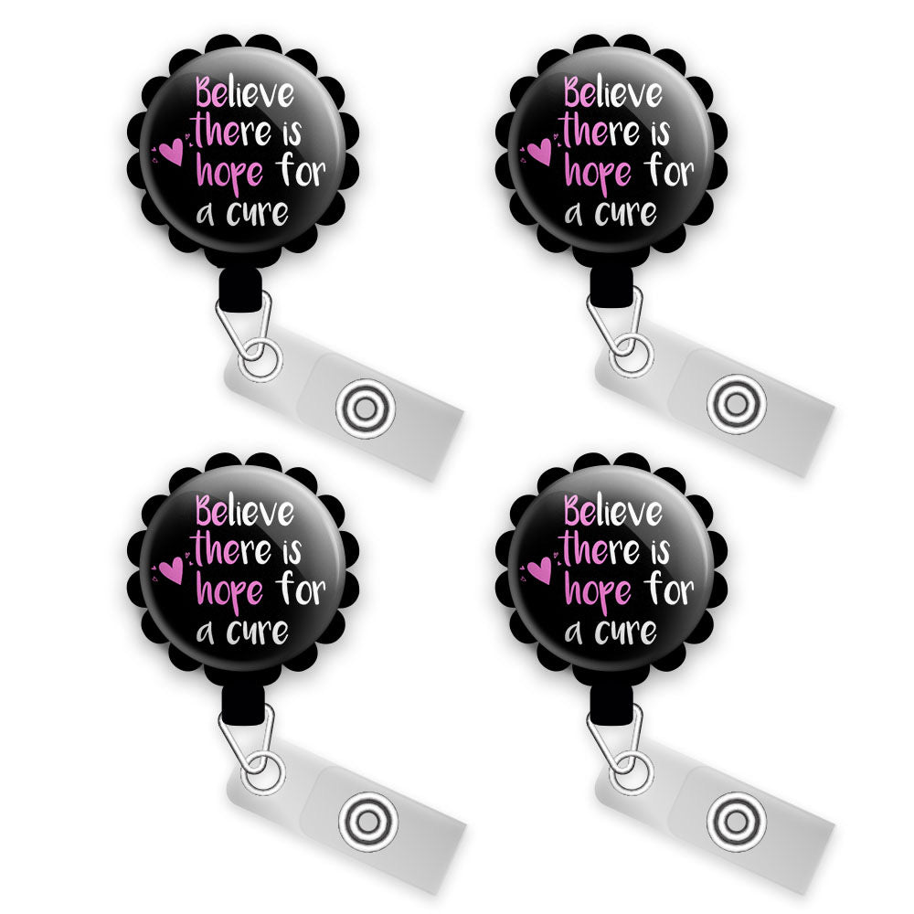 Be The Hope Retractable ID Badge Reel • Breast Cancer Awareness Month ID Holder • Swapfinity - Gator 4pk |Save 10% / Black - Topperswap