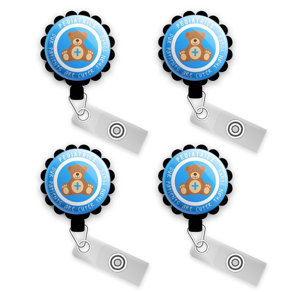 Pediatric Blue Teddy Bear Retractable ID Badge Reel • Pediatrician ID Badge Holder • Gift for Pediatric Doctor • ID Badge Holder