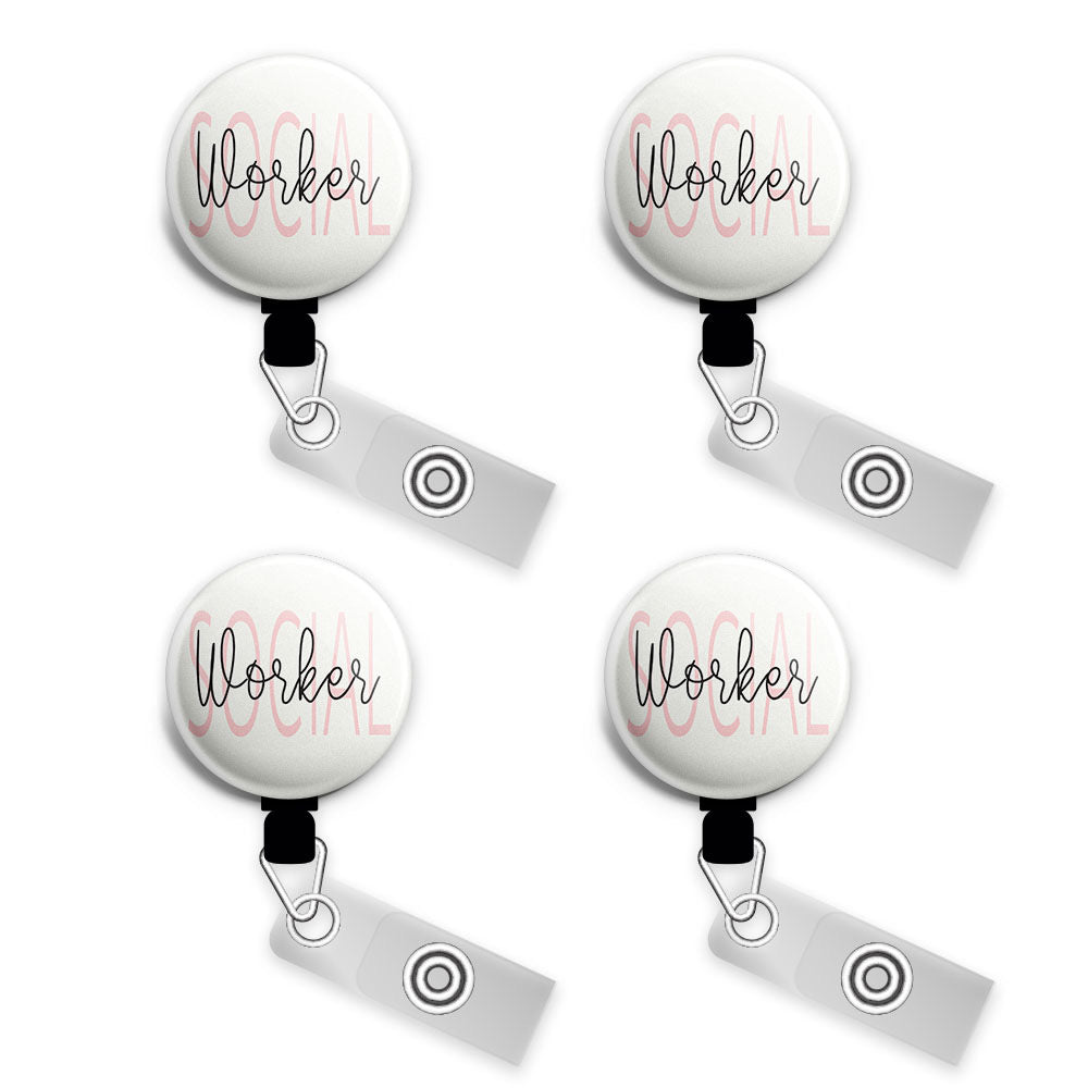 Social Worker Reflection Retractable ID Badge Reel • Social Worker Gift Badge Holder • Swapfinity Gator 4pk |Save 10% / Black