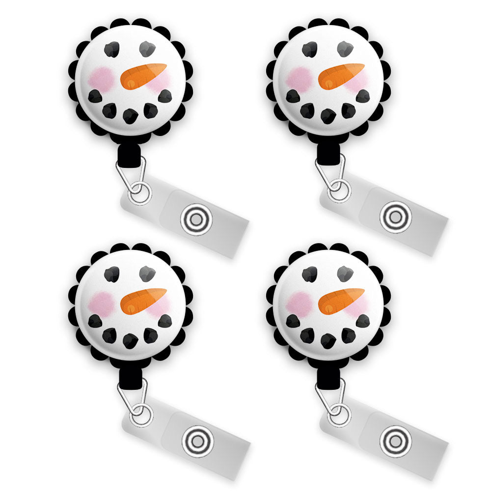 Shivers the Snowman Retractable ID Badge Reel • Christmas Badge Reel • Swapfinity - Gator 4pk |Save 10% / Black - Topperswap
