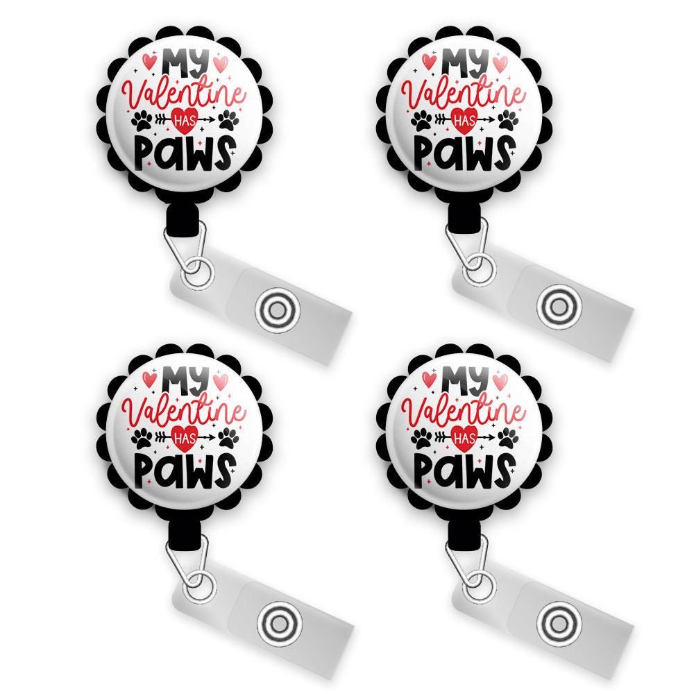 Valentine Paws Retractable ID Badge Reel • Valentine's Day Dog, Cat ID Badge Holder • Swapfinity - - Topperswap