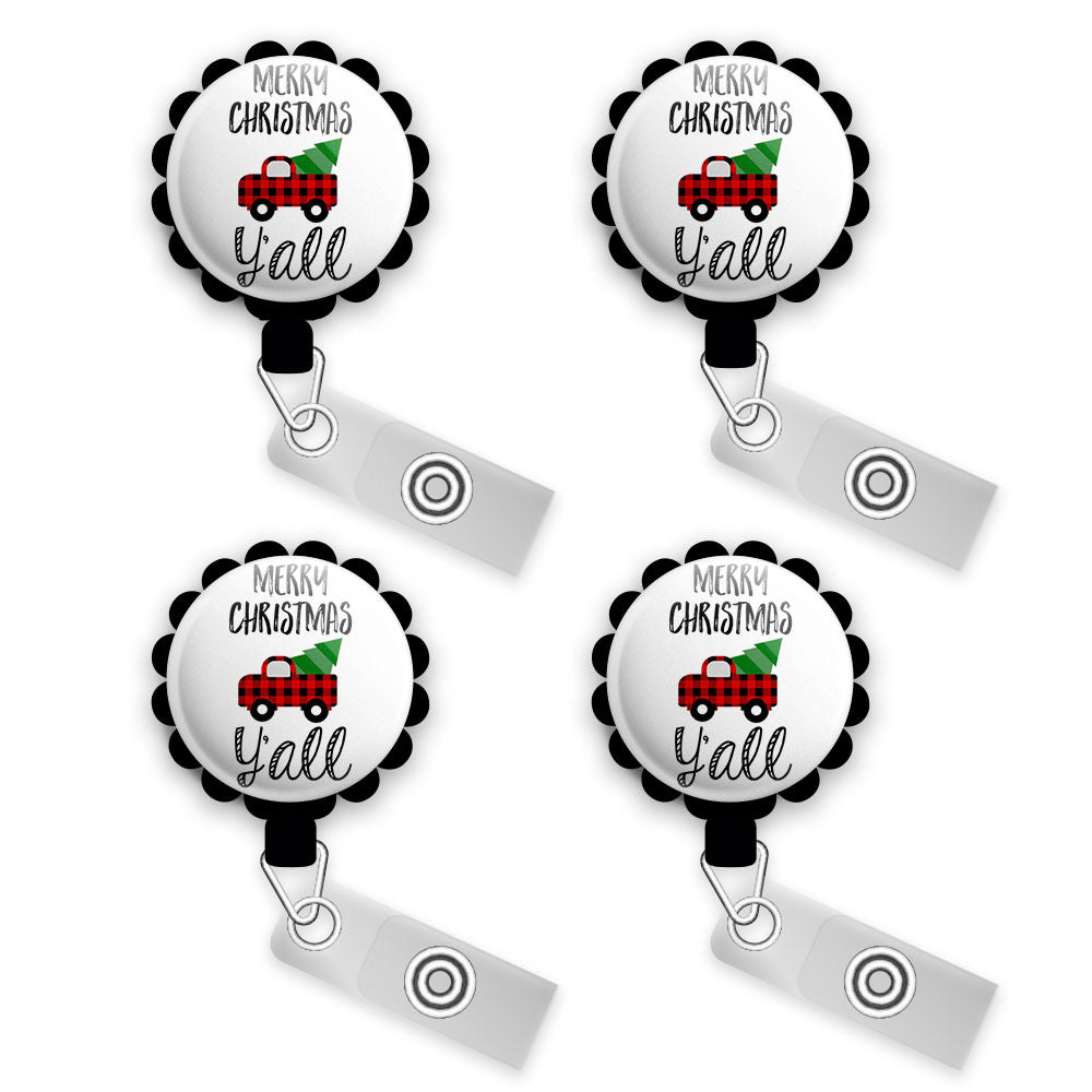 Merry Christmas Badge Holder, Retractable ID Badge, Gift, Holiday