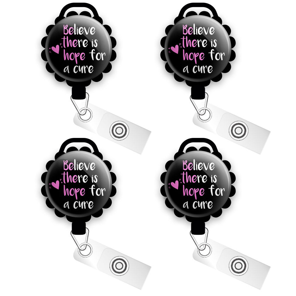 Be The Hope Retractable ID Badge Reel • Breast Cancer Awareness Month ID Holder • Swapfinity - Slide 4pk |Save 10% / Black - Topperswap