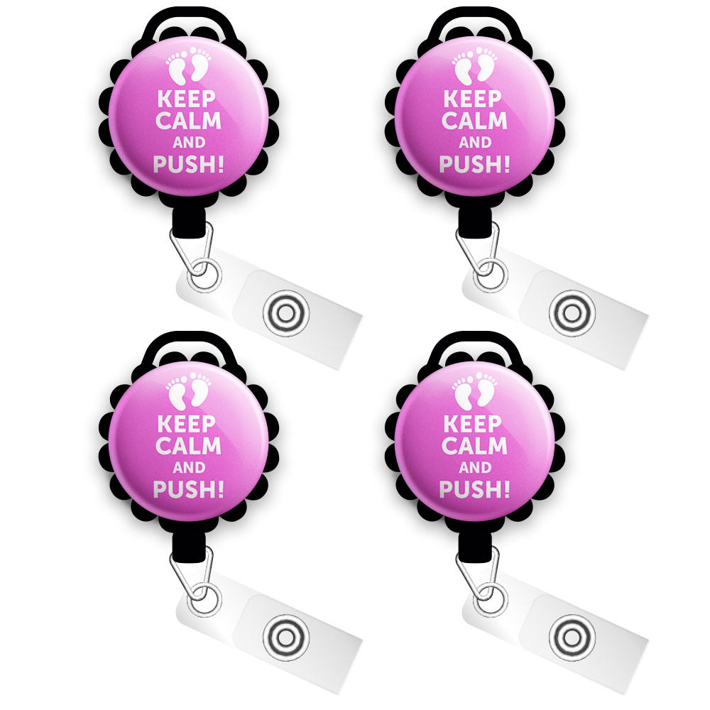 Purple Keep Calm & Nurse On ID Badge Holder Retractable Reel