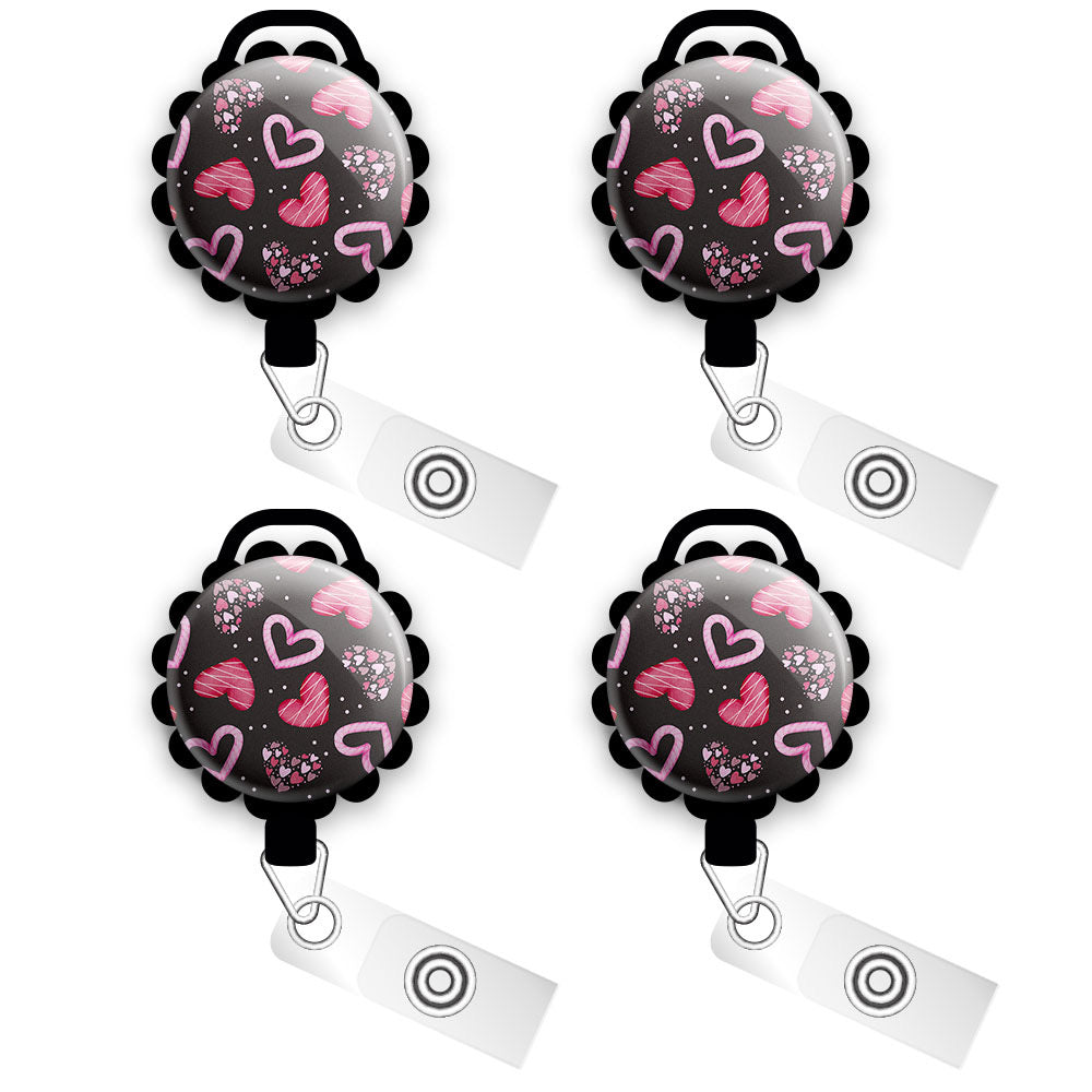 Floating Hearts Retractable ID Badge Reel • Valentine's Day Candy ID Badge Holder • Swapfinity - - Topperswap