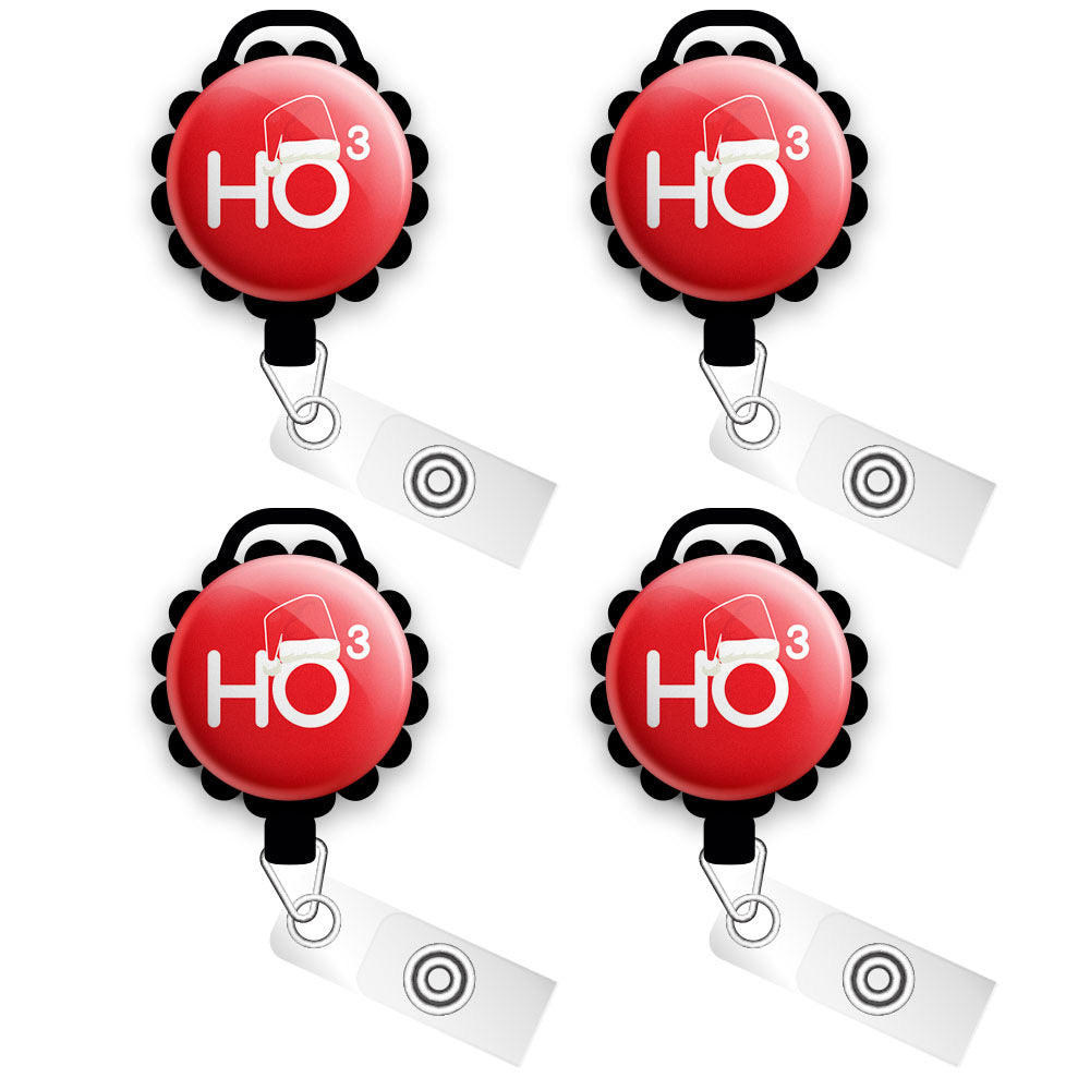 Cute Ho Ho Ho Retractable ID Badge Reel • Christmas, Nursing Student Gift • Swapfinity - Slide 4pk |Save 10% / Black - Topperswap