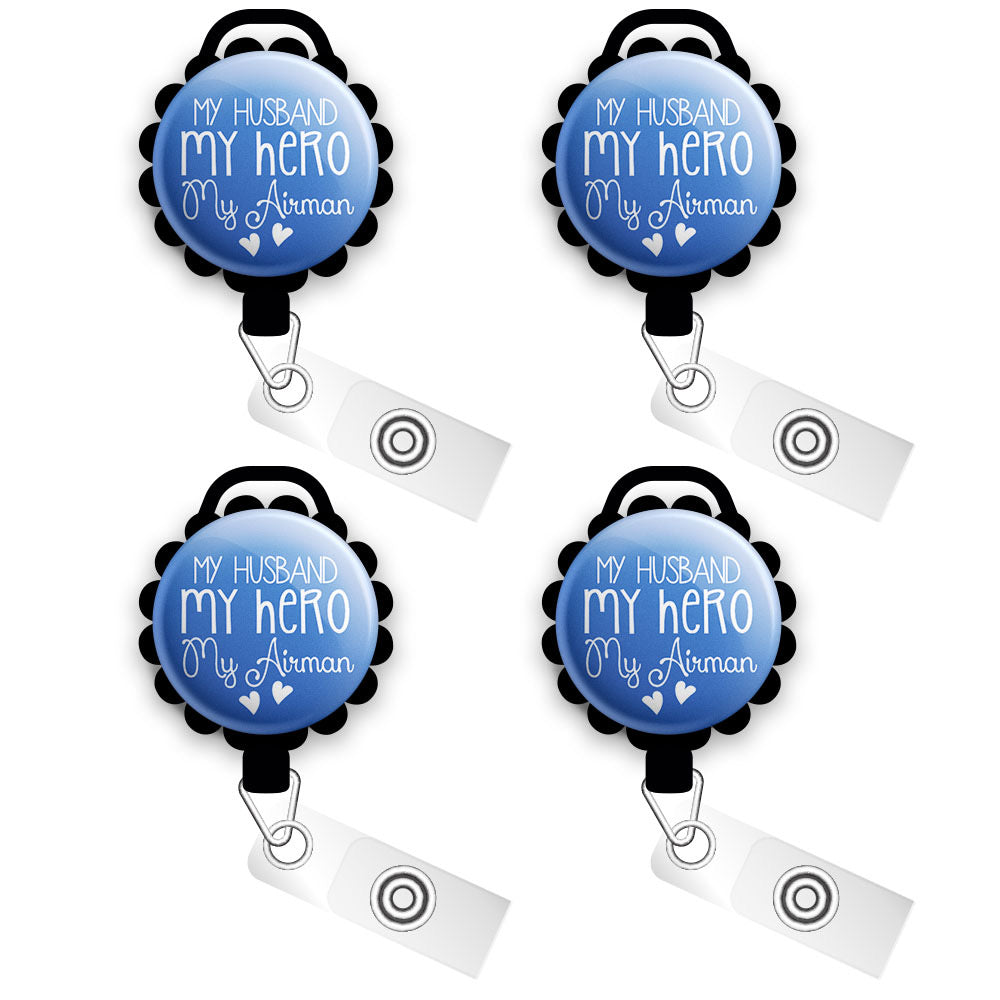 Proud Navy Veteran Wife Retractable ID Badge Reel • Veteran Gift