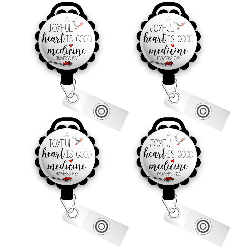 Proverbs 17:22 Retractable ID Badge Reel • Christian Scriptural Gift,