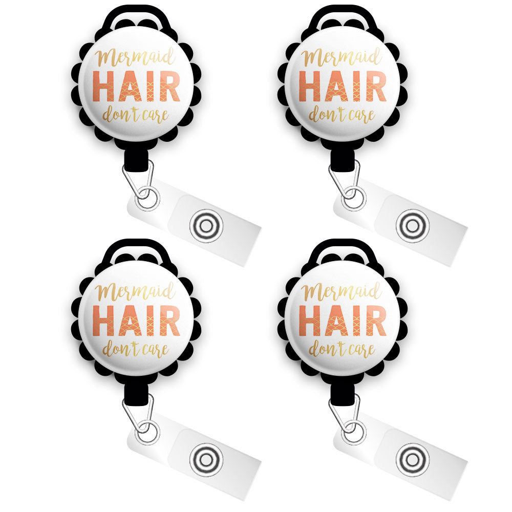 Mermaid Hair Don't Care Retractable ID Badge Reel - Slide 4pk |Save 10% / Black - Topperswap