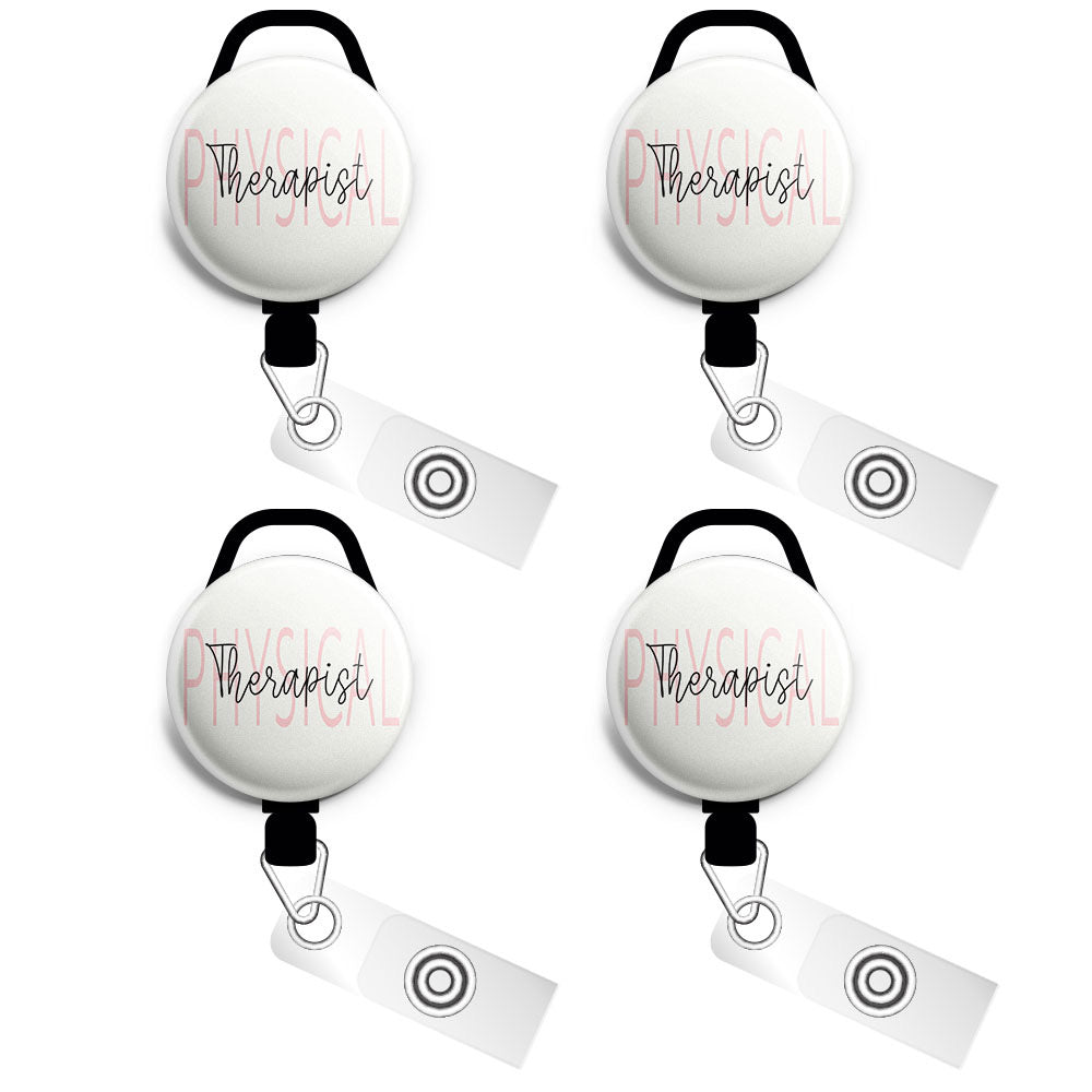 Personalized Retractable ID Badge Reels  Swappable Designs Tagged Physical  Therapist Badge Reel - Topperswap