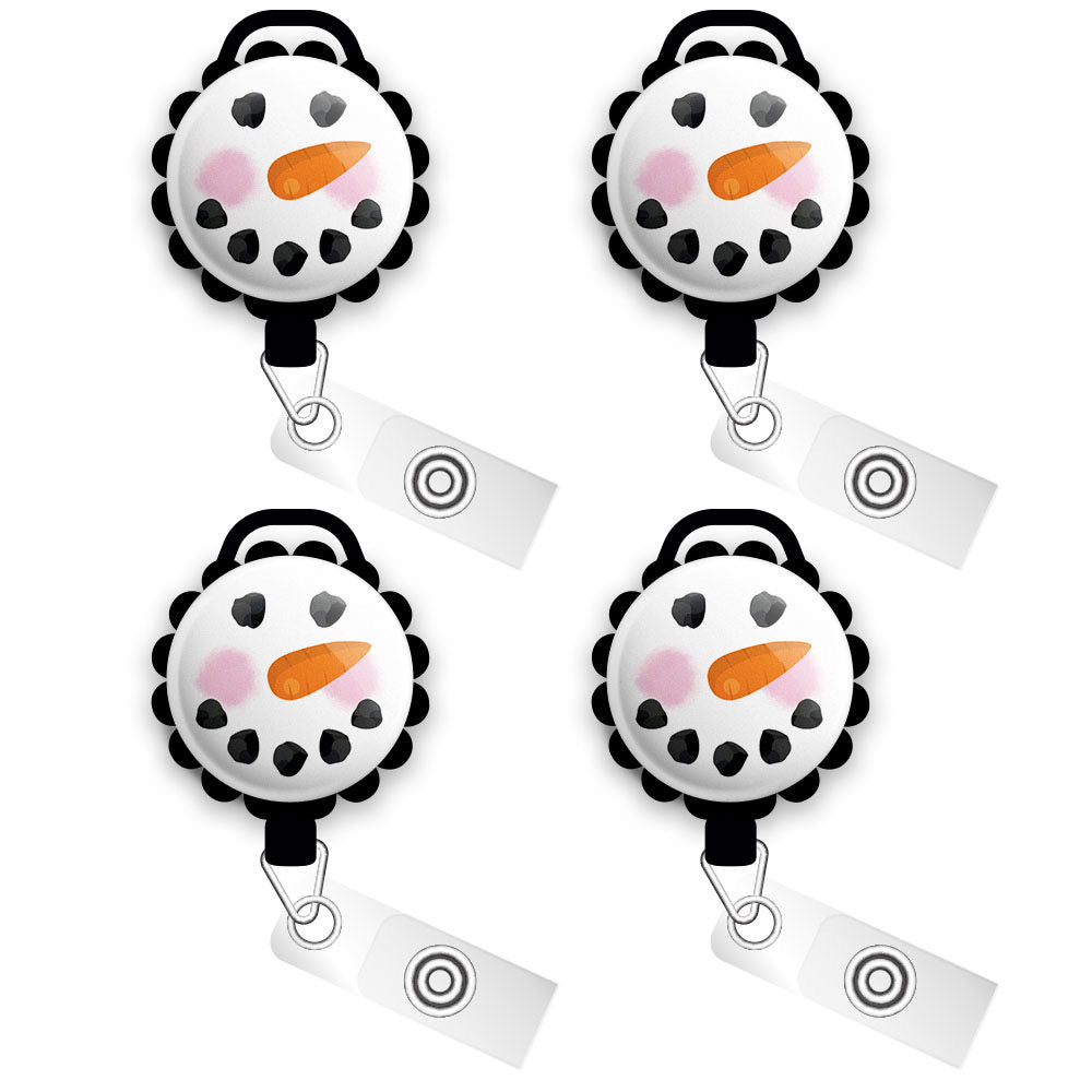 Shivers the Snowman Retractable ID Badge Reel • Christmas Badge Reel • Swapfinity - Slide 4pk |Save 10% / Black - Topperswap