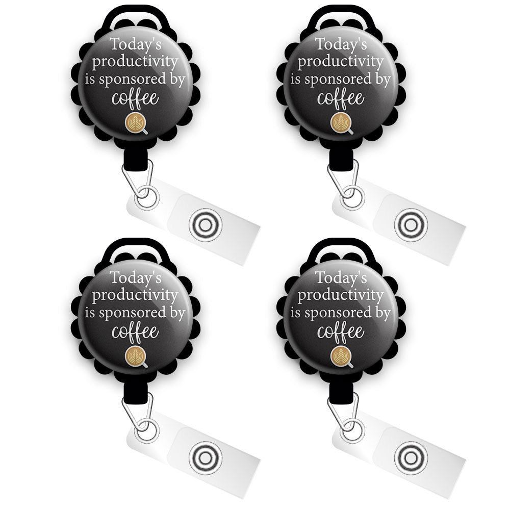 Today's Productivity Sponsored By Coffee Retractable ID Badge Reel • Funny, Humor, Coffee, Caffeine Gift • Swapfinity - - Topperswap
