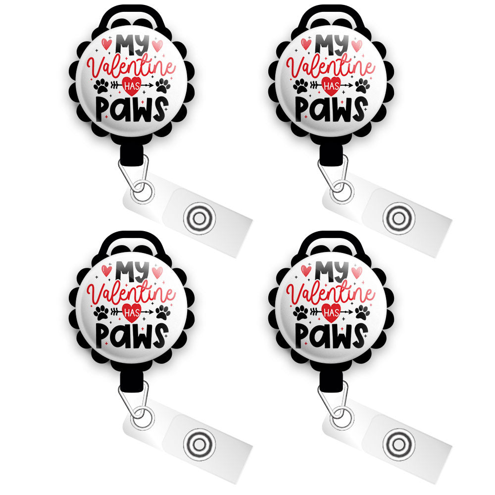 Valentine Paws Retractable ID Badge Reel • Valentine's Day Dog, Cat ID Badge Holder • Swapfinity - - Topperswap