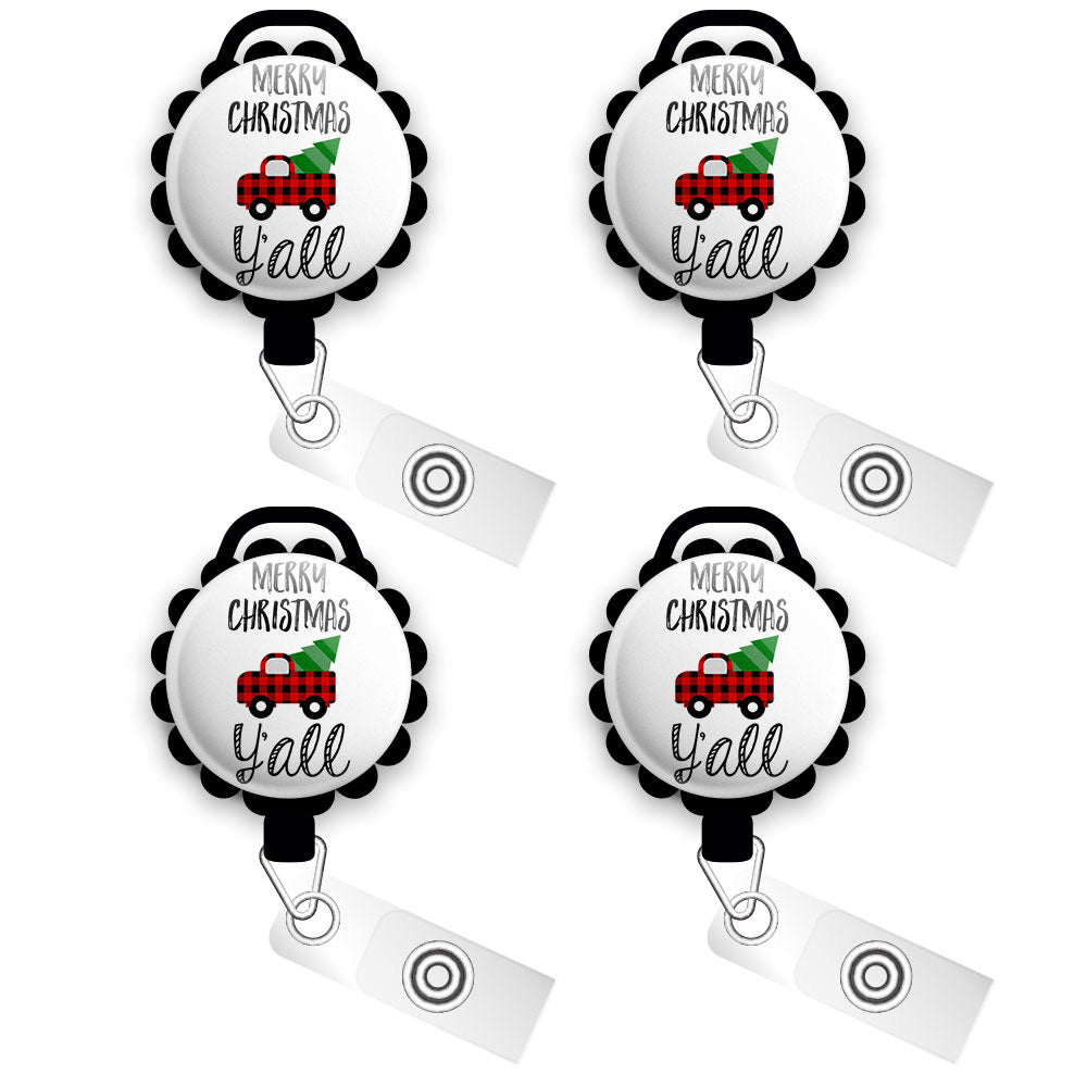 Joyful Christmas Holiday Swappable Retractable ID Badge Reel • Custom Badge Holder • Swapfinity