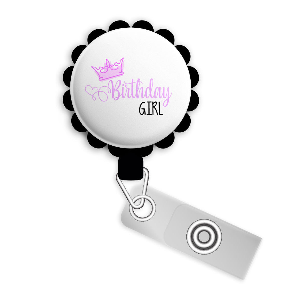 Birthday Girl • Gift Retractable ID Badge Reel • Personalized Badge Holder • Swapfinity Retractable ID Badge Reel