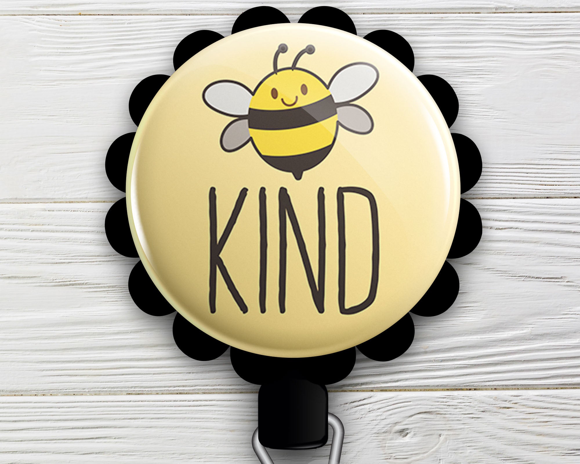 Bee Kind Retractable ID Badge Reel • Be Kind Pun Retractable ID Badge Reel • Nurse Gift Badge Holder • Swapfinity - - Topperswap