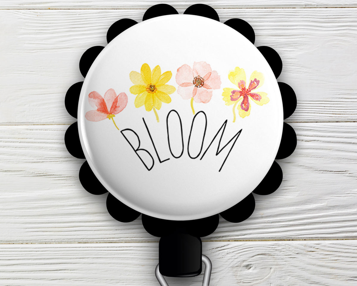 Bloom Watercolor Flowers Retractable ID Badge Reel • Spring Flower Swappable Retractable ID Badge Reel • Badge Holder • Swapfinity