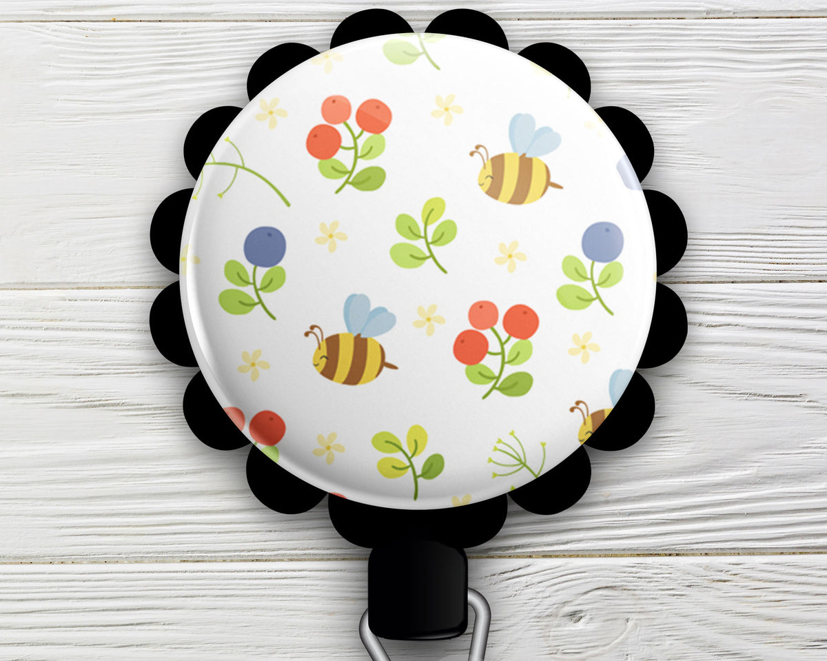 Buzzing Bees • Spring Retractable ID Badge Reel • Bee Badge Holder • Swapfinity