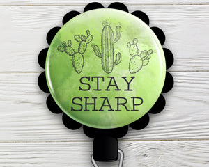 Stay Sharp Retractable ID Badge Reel • Fun Quotes • Swapfinity