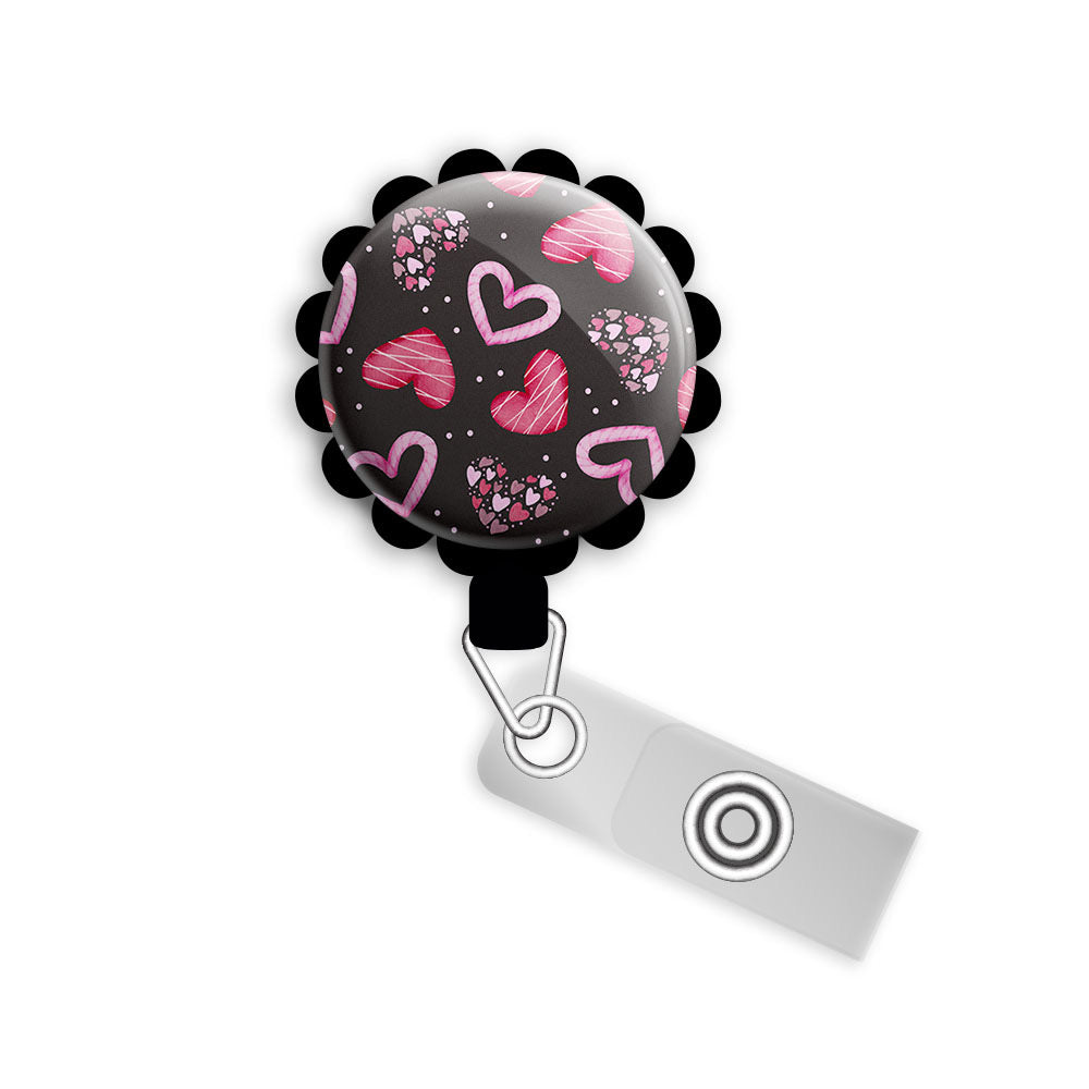 Floating Hearts Retractable ID Badge Reel • Valentine's Day Candy ID Badge Holder • Swapfinity -  - Topperswap