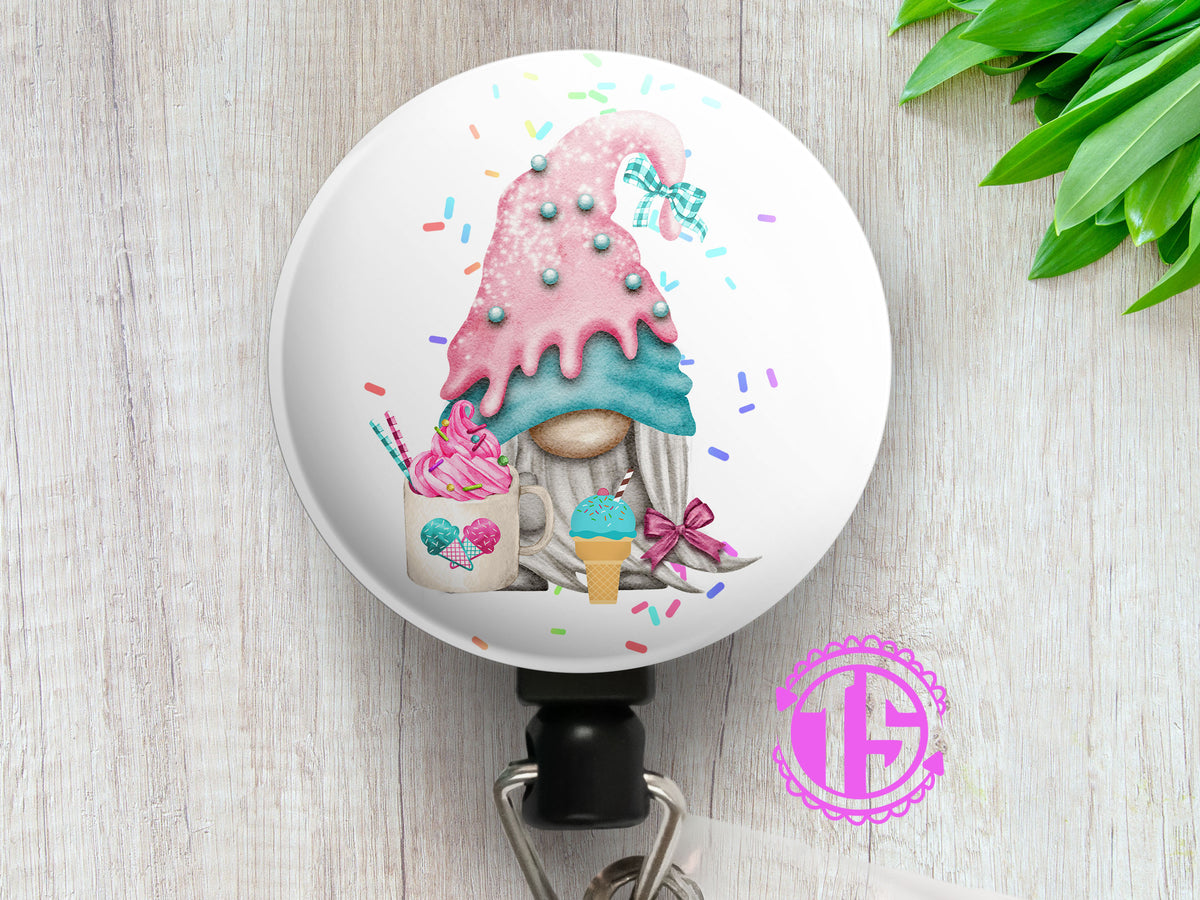 Watercolor Ice Cream Retractable ID Badge Reel • Ice Cream Cone Badge  Holder • Swapfinity