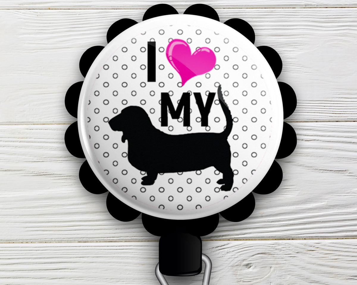 I My Basset Hound ID Badge Reel • Basset Mom Gift, ID Badge Holder • S -  Topperswap