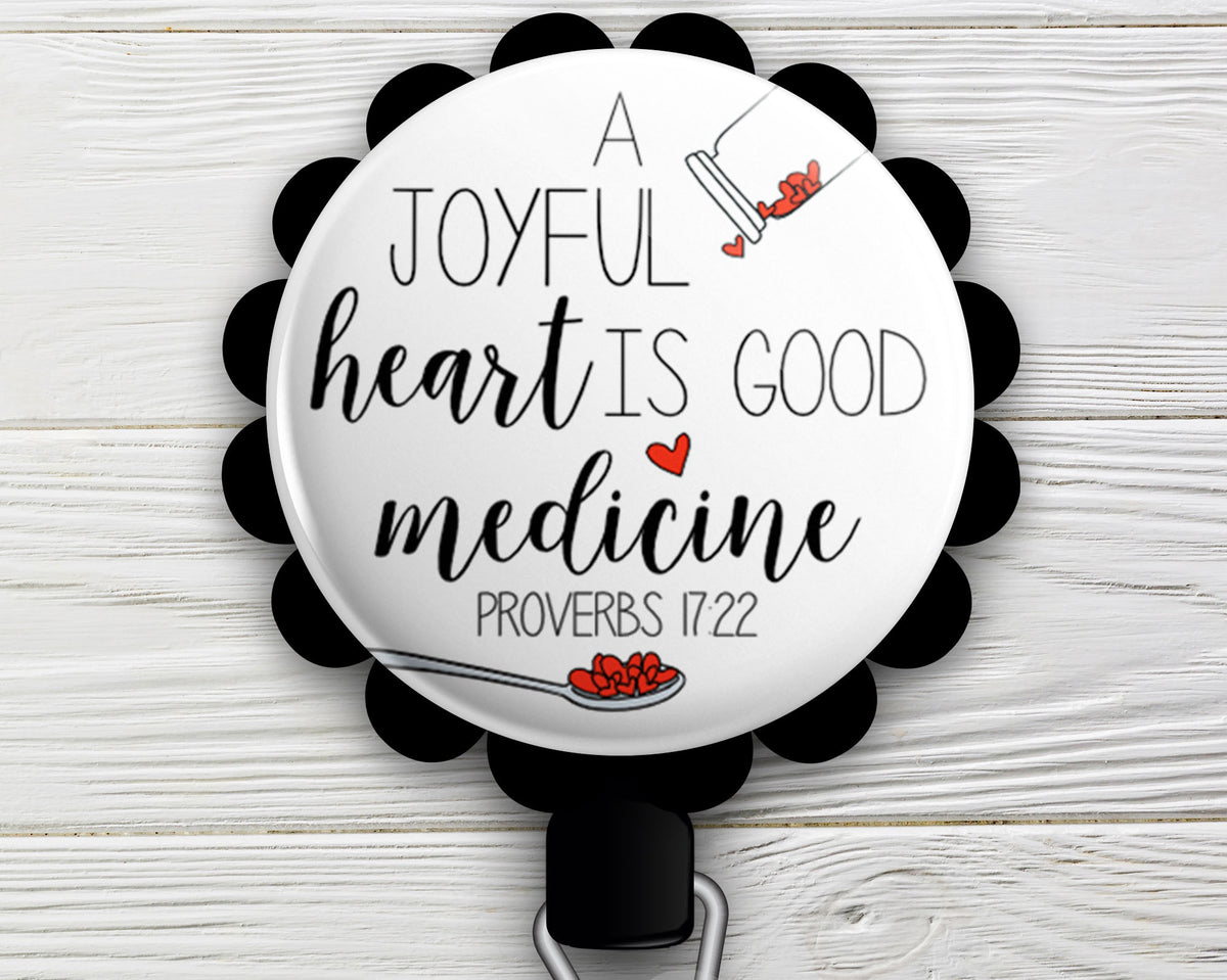 Proverbs 17:22 Retractable ID Badge Reel • Christian Scriptural