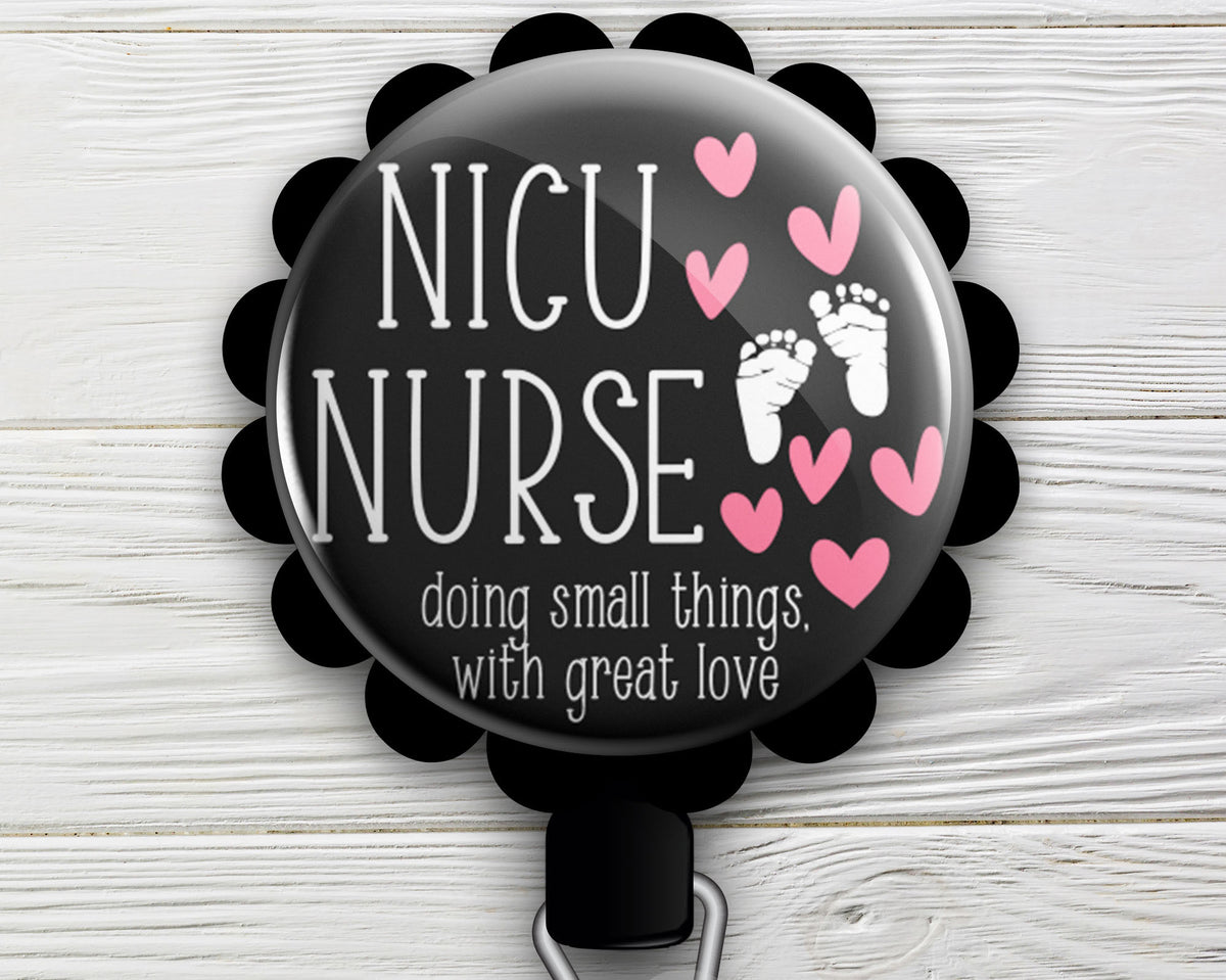 I Love Tiny Humans Badge Reel NICU Nurse ID Holder Obstetrics RN