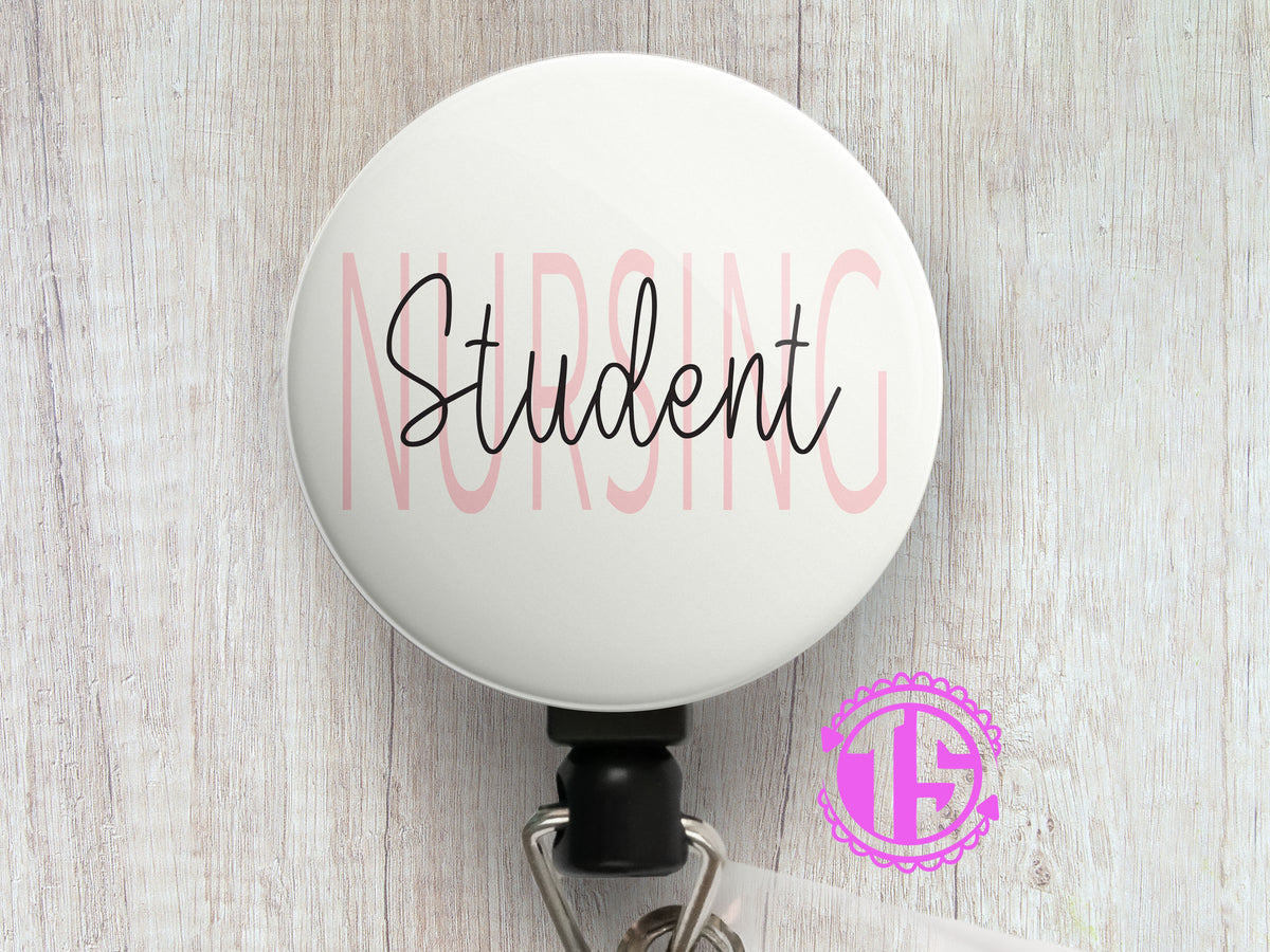 Personalized Retractable ID Badge Reels  Swappable Designs Tagged Nursing  Student Badge Reel - Topperswap
