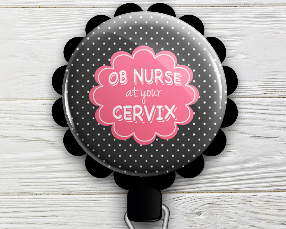 Keep Calm and Nurse on pink Nursing Badge Holder Badge Reels Labor