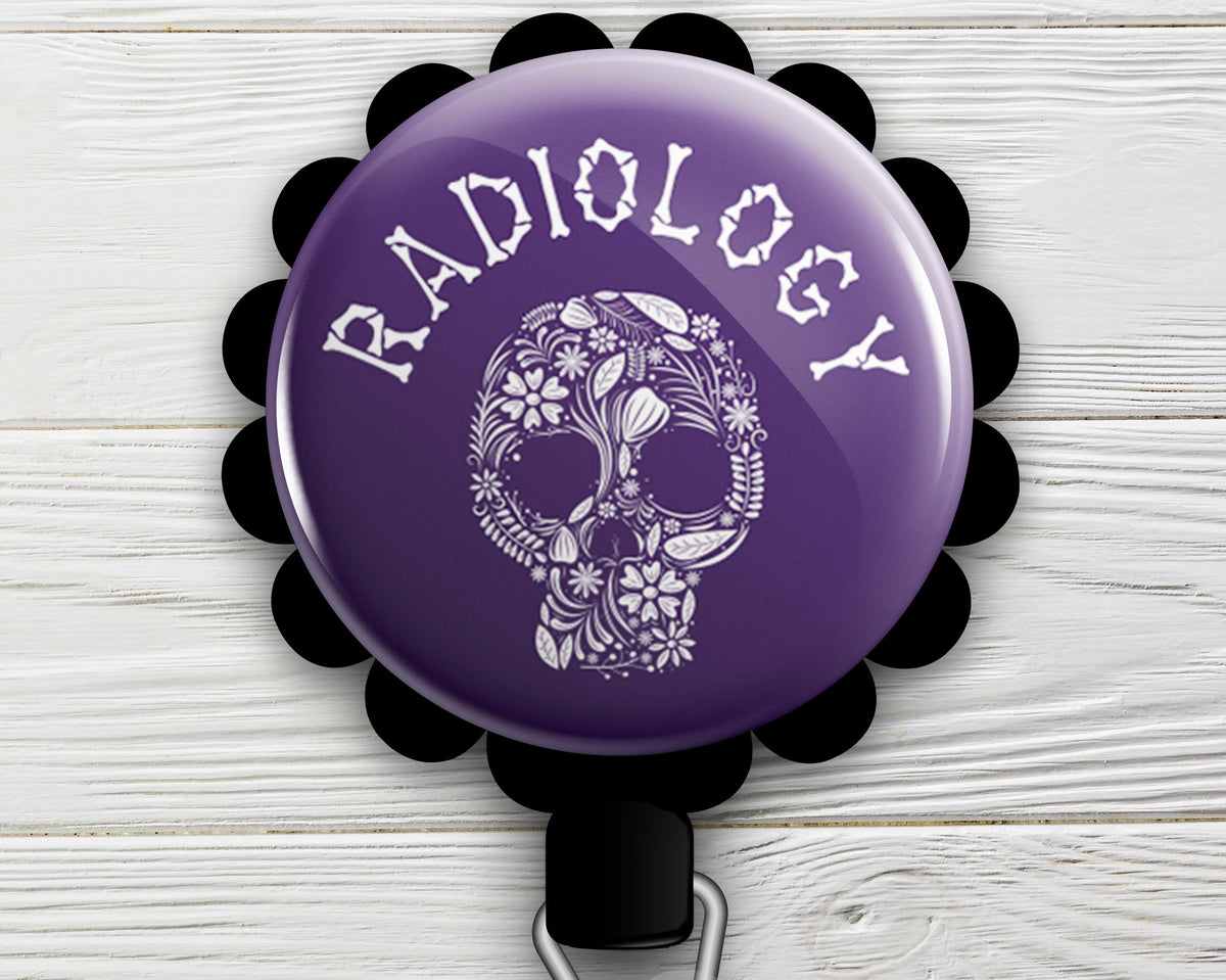 Radiology Skull Retractable ID Badge Reel • X-Ray Tech, x Ray Radiologist, Radiology Technician, Radiologic Technologist Gift