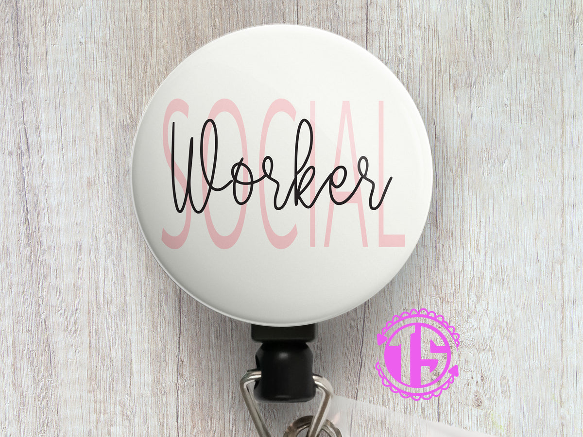 Social Worker Retractable ID Badge Reel • Social Worker Gift • Swapfinity