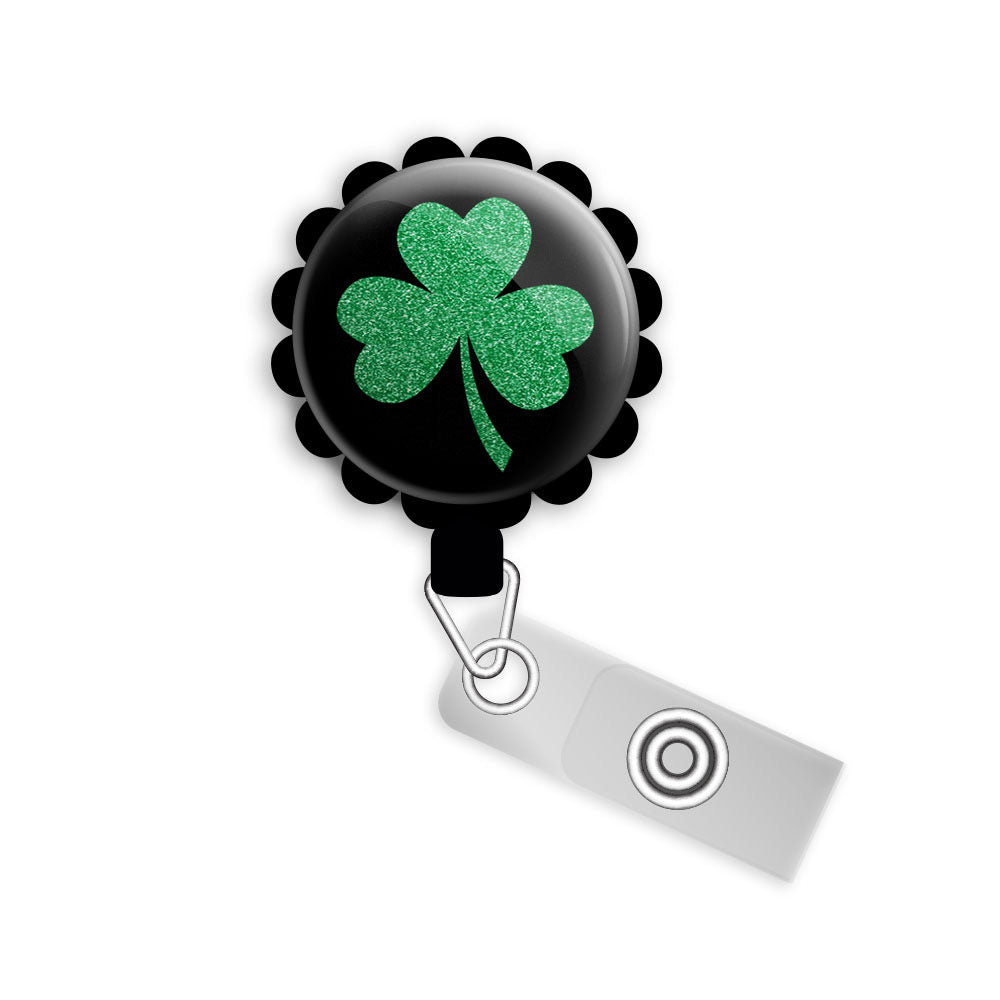 Sparkling Shamrock Retractable ID Badge Reel • St. Patrick's Day Clover ID Badge Holder • Swapfinity -  - Topperswap
